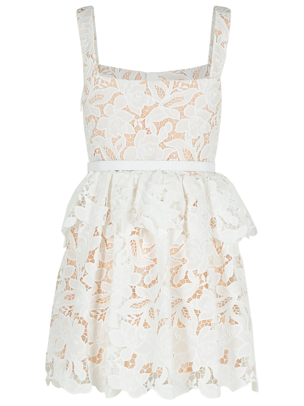Shop Self-portrait Lace Dress In White Polyamide Blend