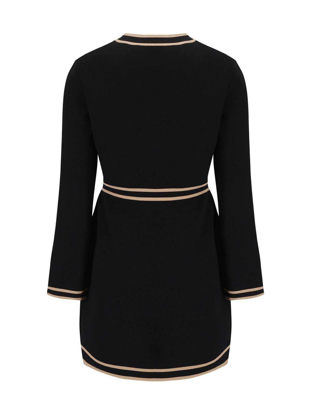 Shop Tory Burch Kendra Long-sleeved Knitted Dress In Black