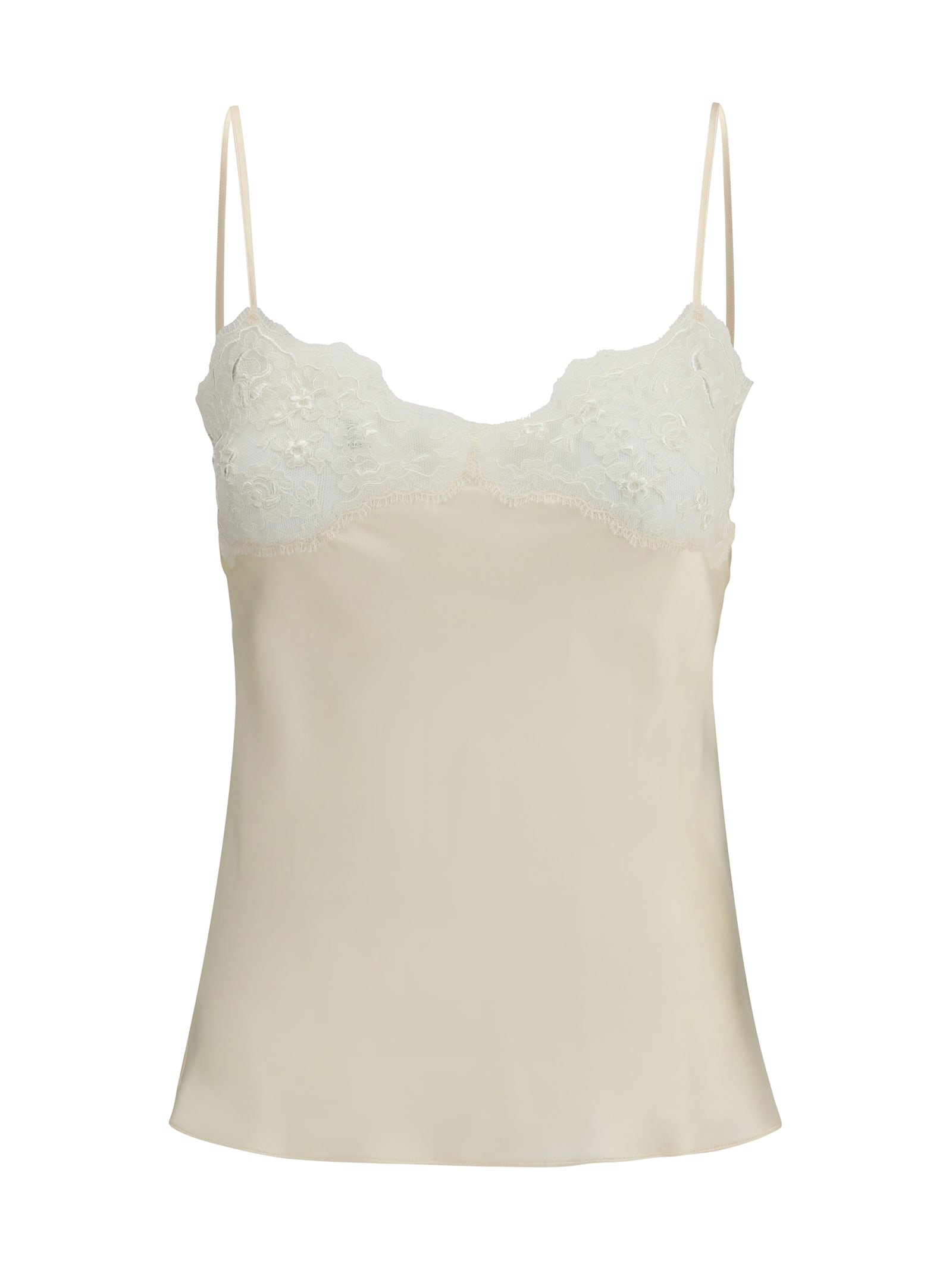 Chloé Washed Silk Satin And Lace Camisole In Neutral