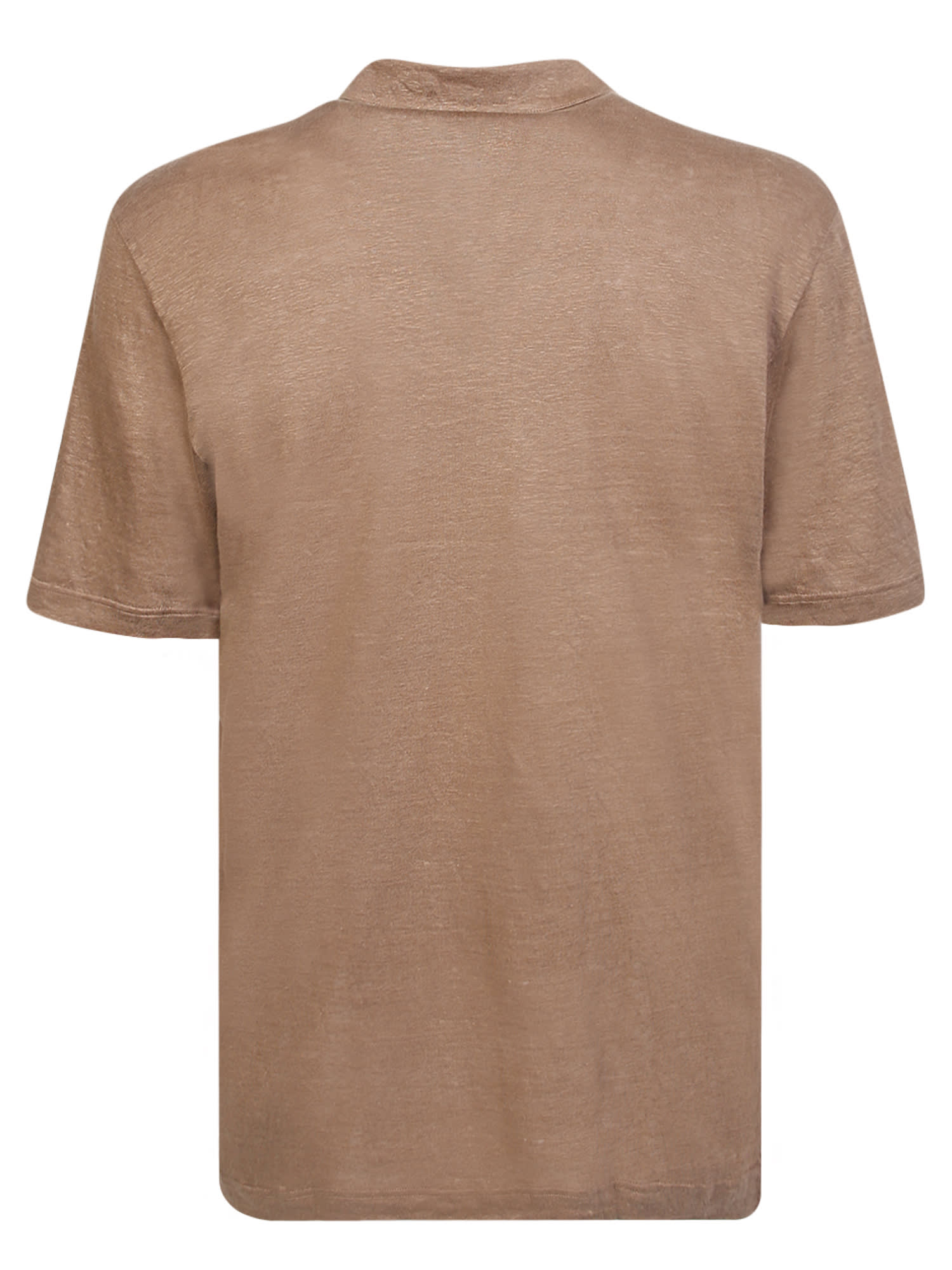 Shop Lardini Linen Polo Light Brown Shirt