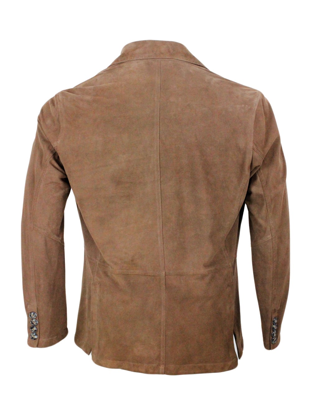 Shop Barba Napoli Jacket In Soft And Fine Single-breasted Suede With 3-button Placket And Patch Pockets