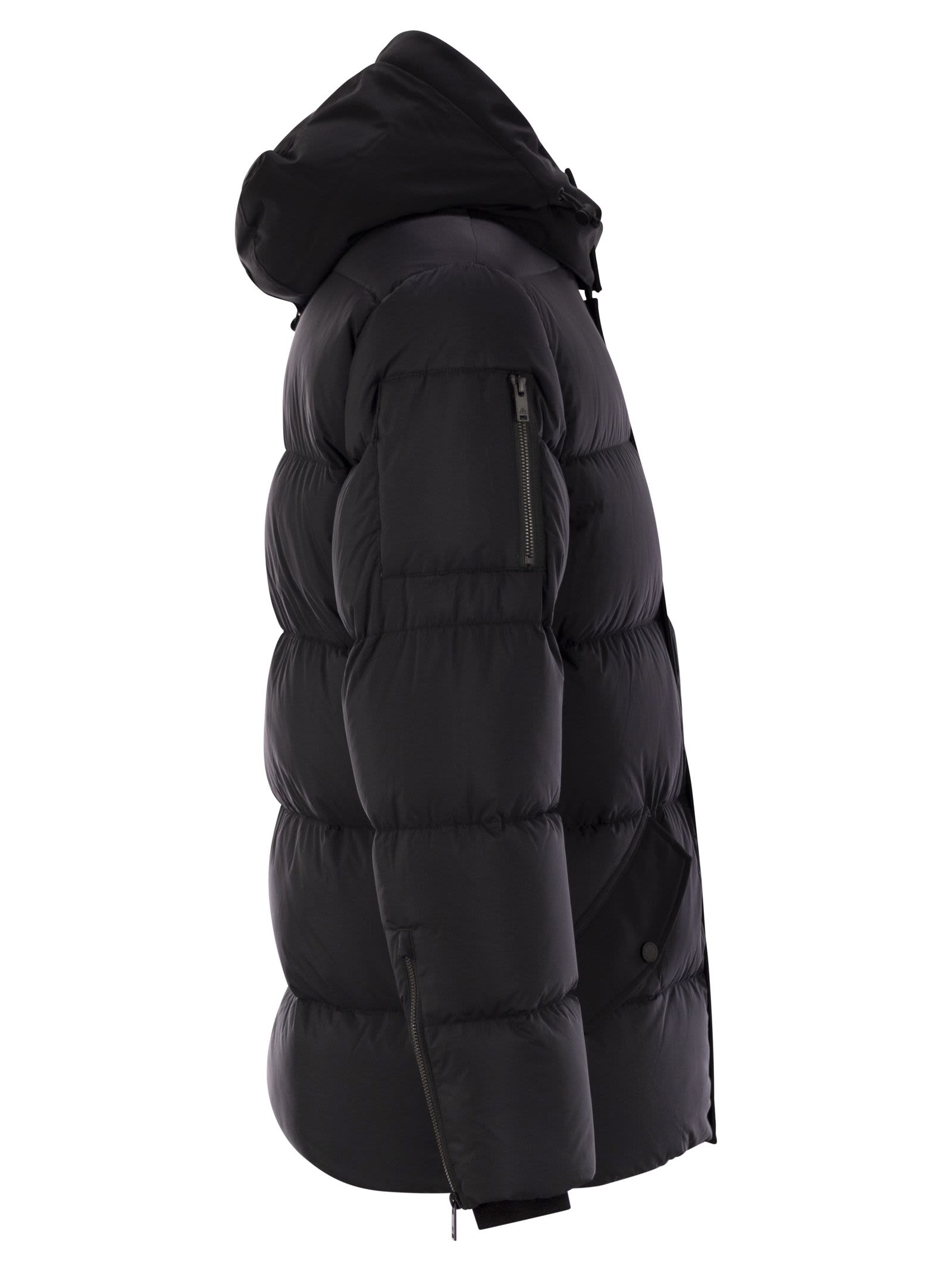 Shop Moose Knuckles Everest 3q - Hooded Down Jacket In Black