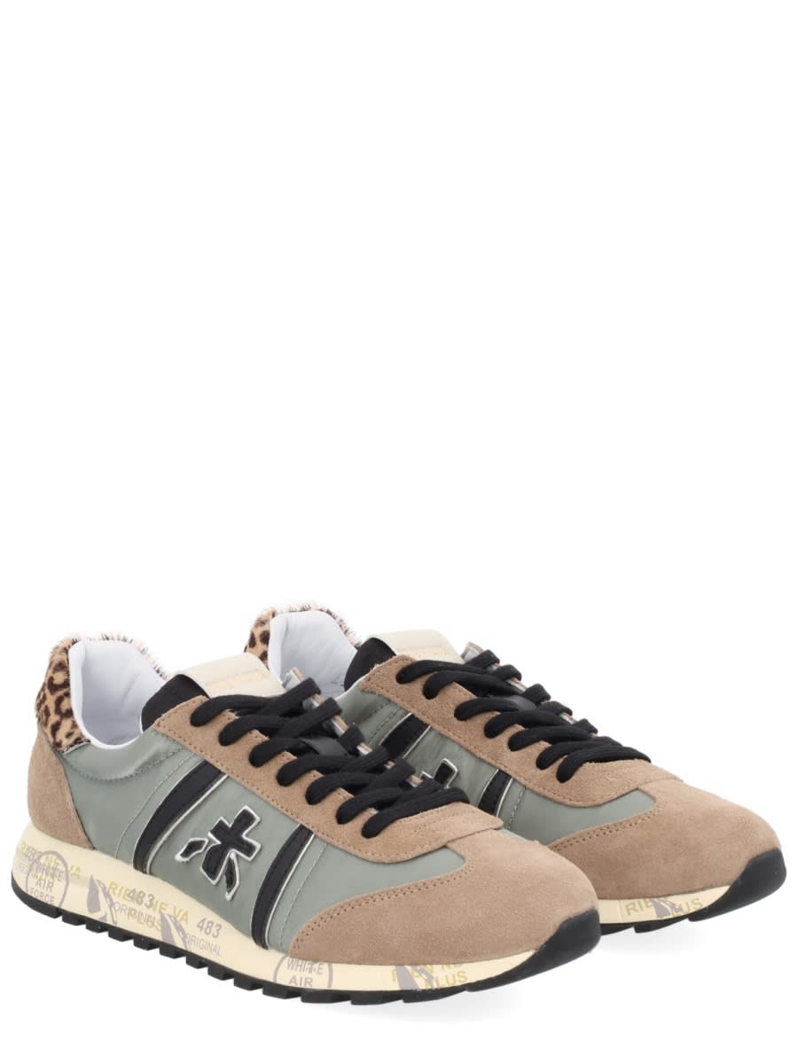 Premiata Multicolour Sneakers With Leopard Print Accent And Textured Outsole In Multi