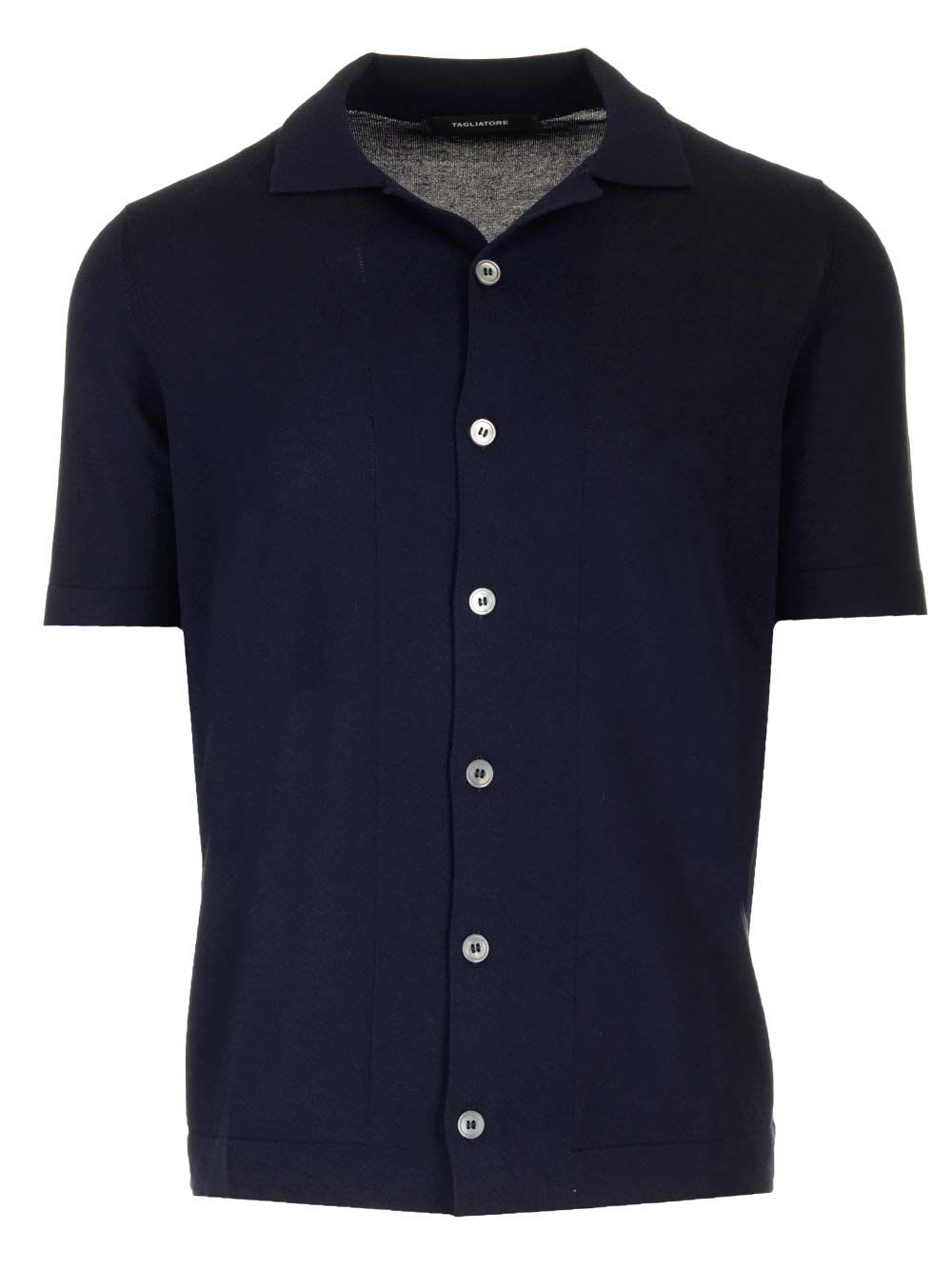 Shop Tagliatore Slub Jersey Shirt In Blue