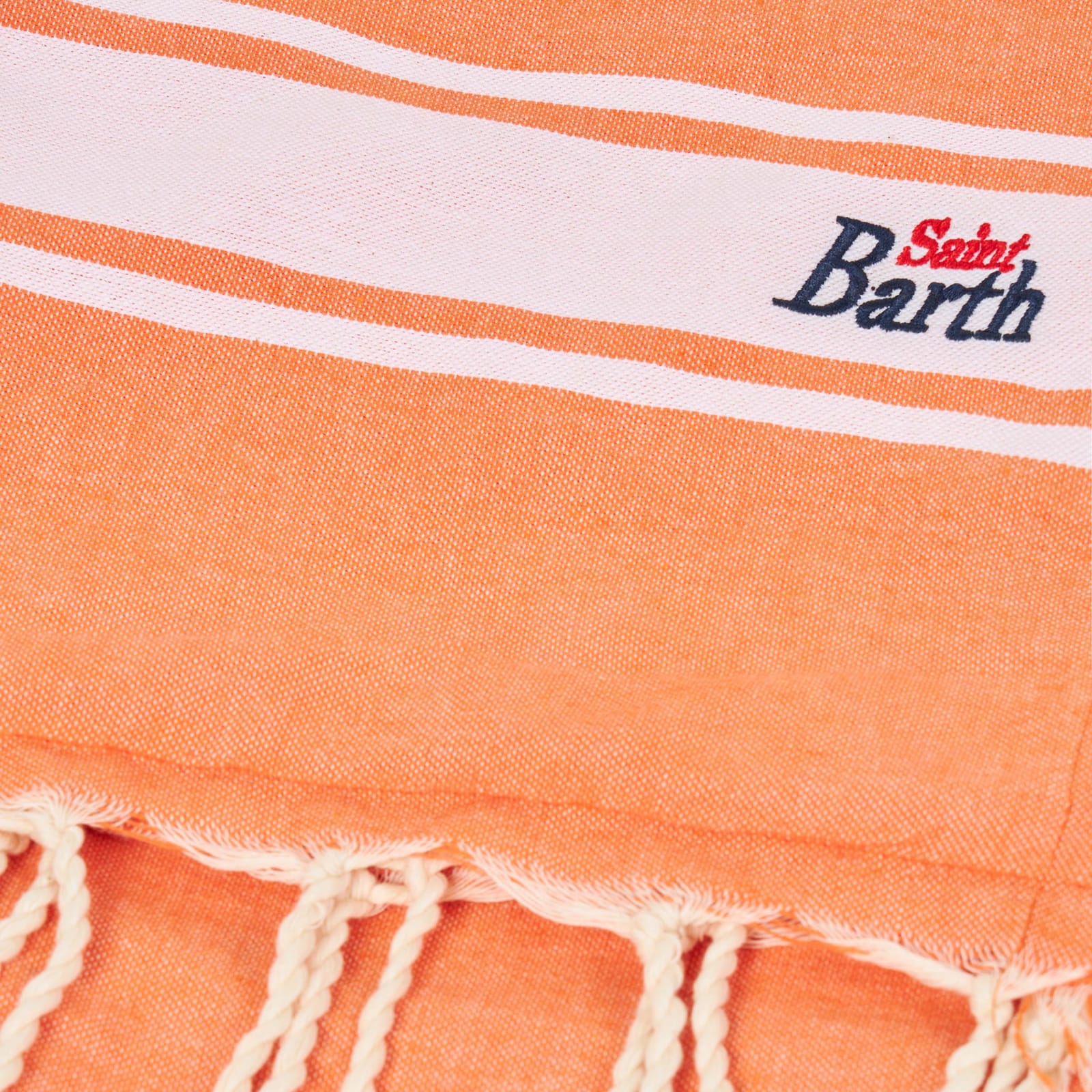 Shop Mc2 Saint Barth Fluo Orange Fouta Towel Doubled With Sponge
