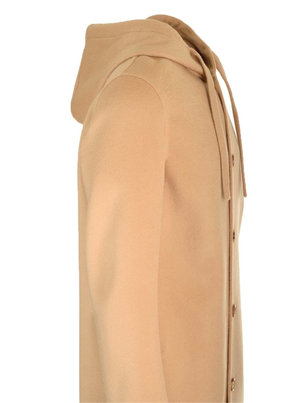 Shop Lardini Hooded Coat In Beige