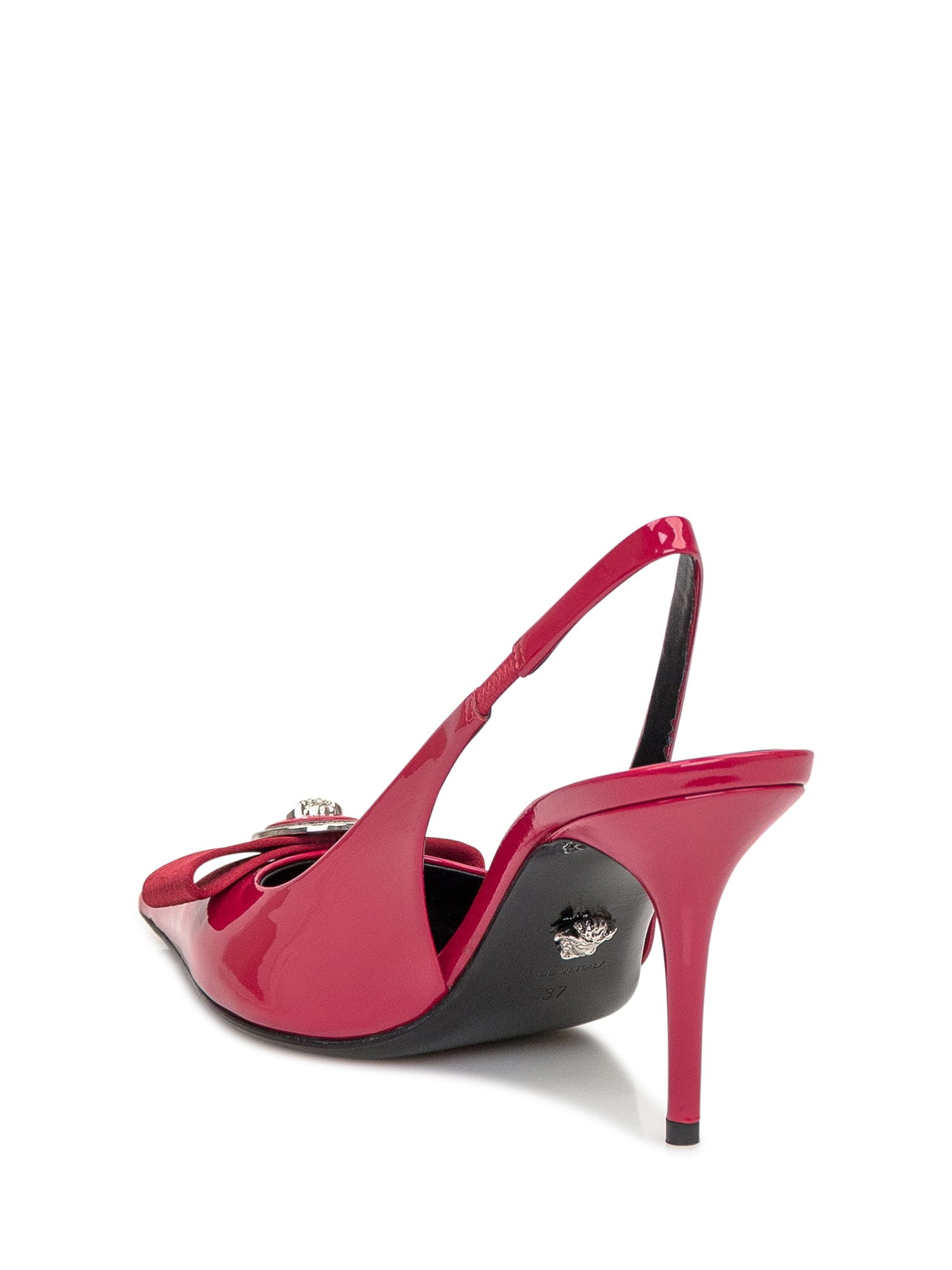 Shop Versace Slingback Heels In Lipstick Red-palladium