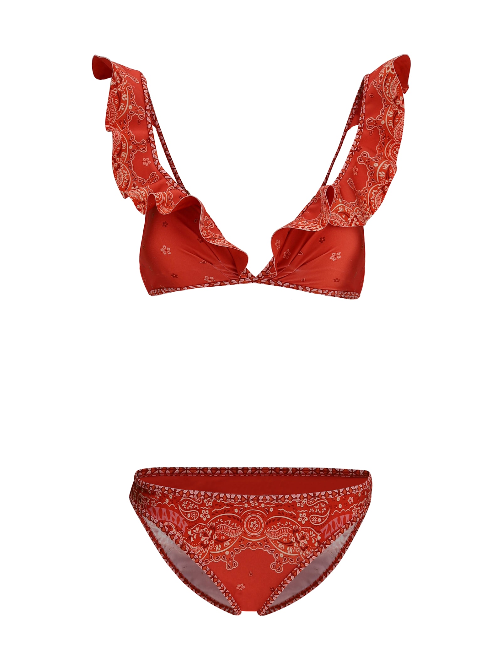 Zimmermann Bandana Printed Lucky Frill Bikini In Red