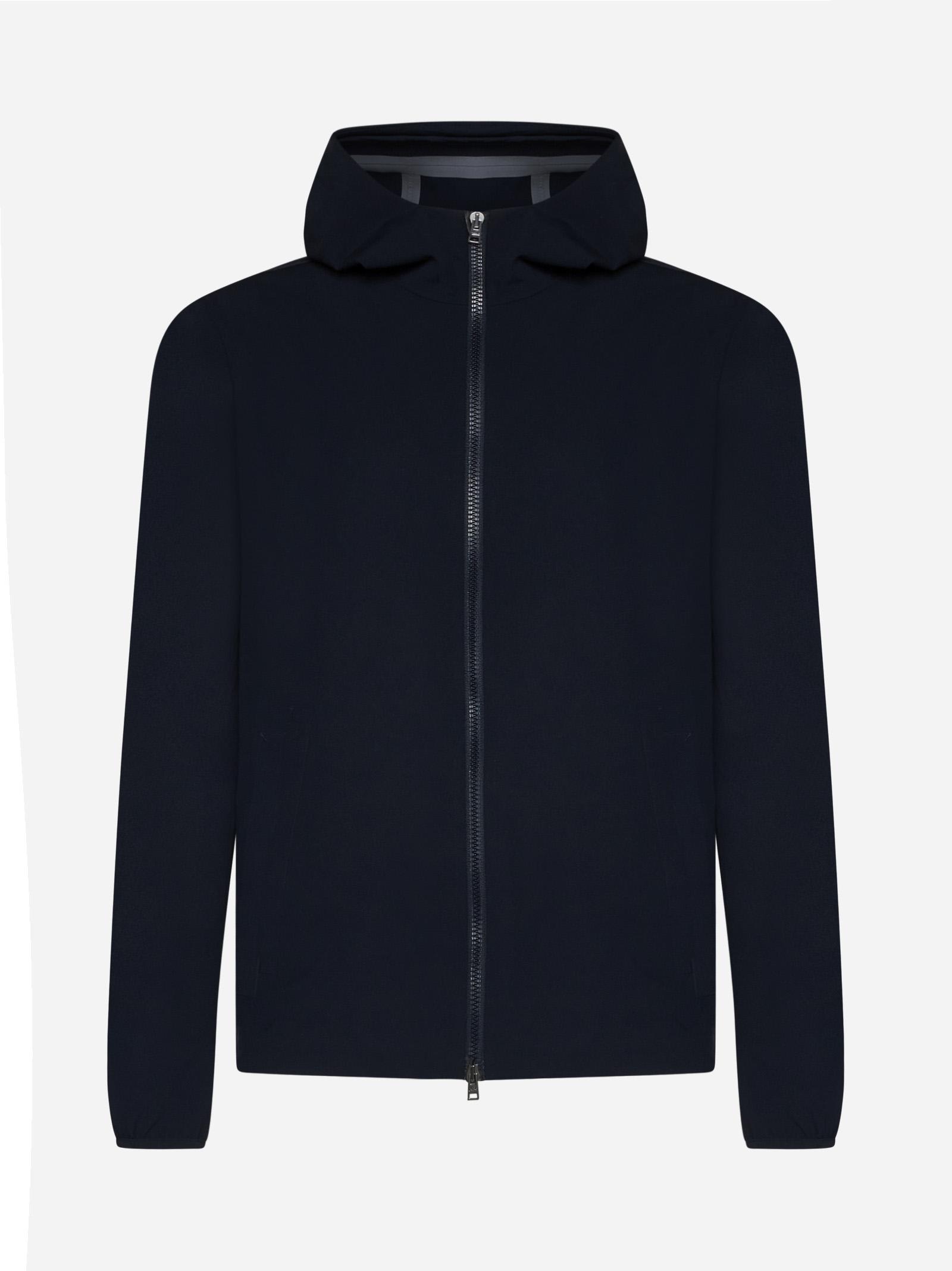 Herno Hooded Nylon Jacket In Blu Navy