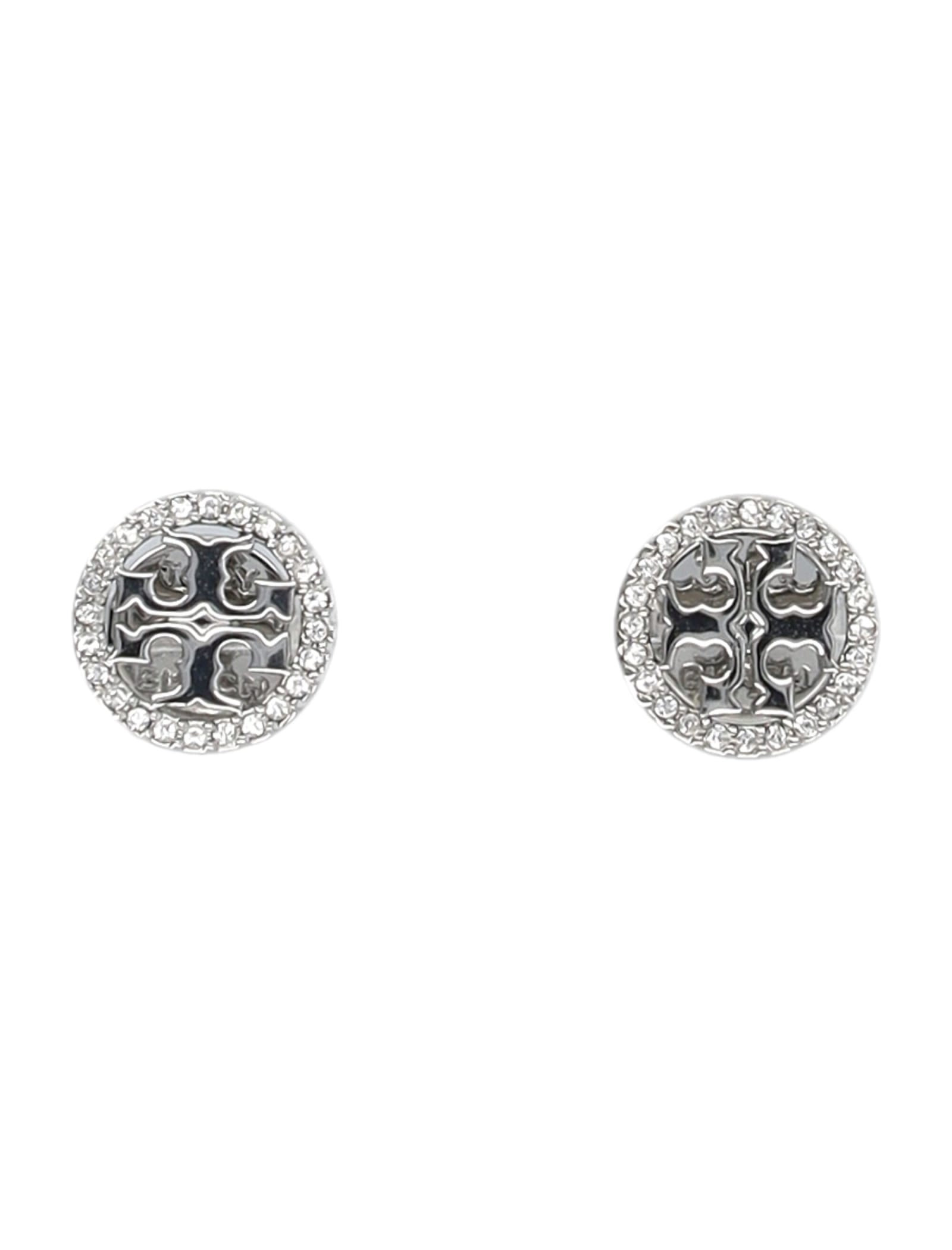 Shop Tory Burch Miller Pave Stud Earring In Tory Silver / Crystal