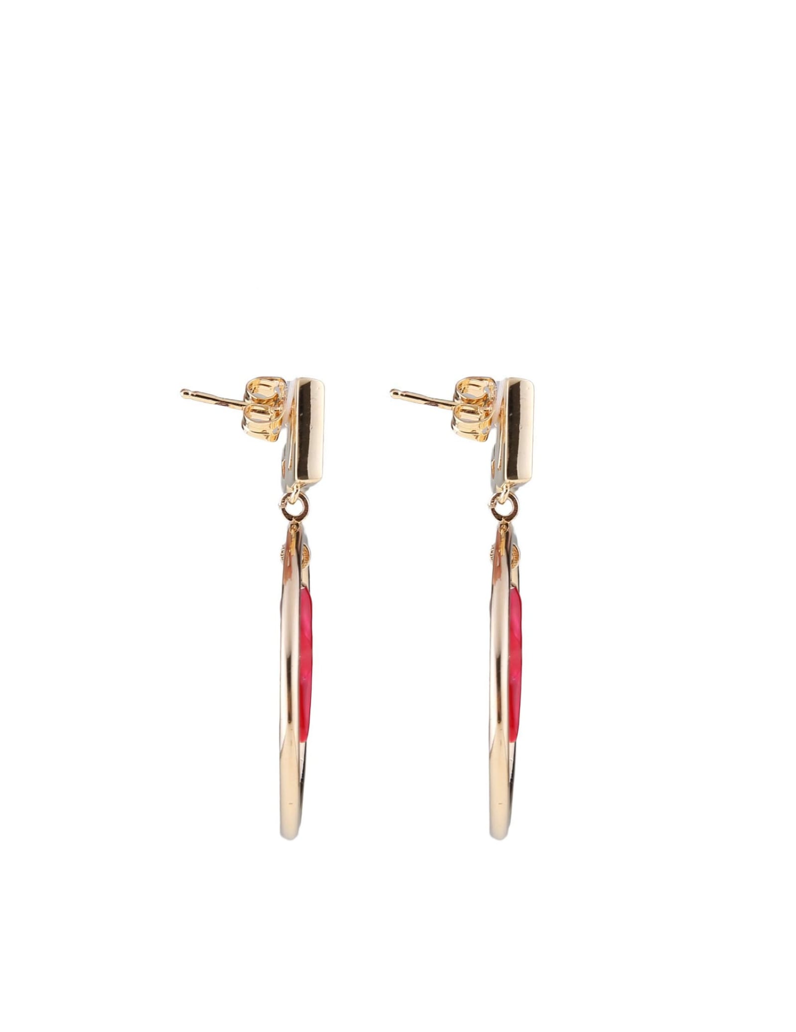 DOLCE & GABBANA HOOP EARRINGS WITH CORNET AND DG LOGO 