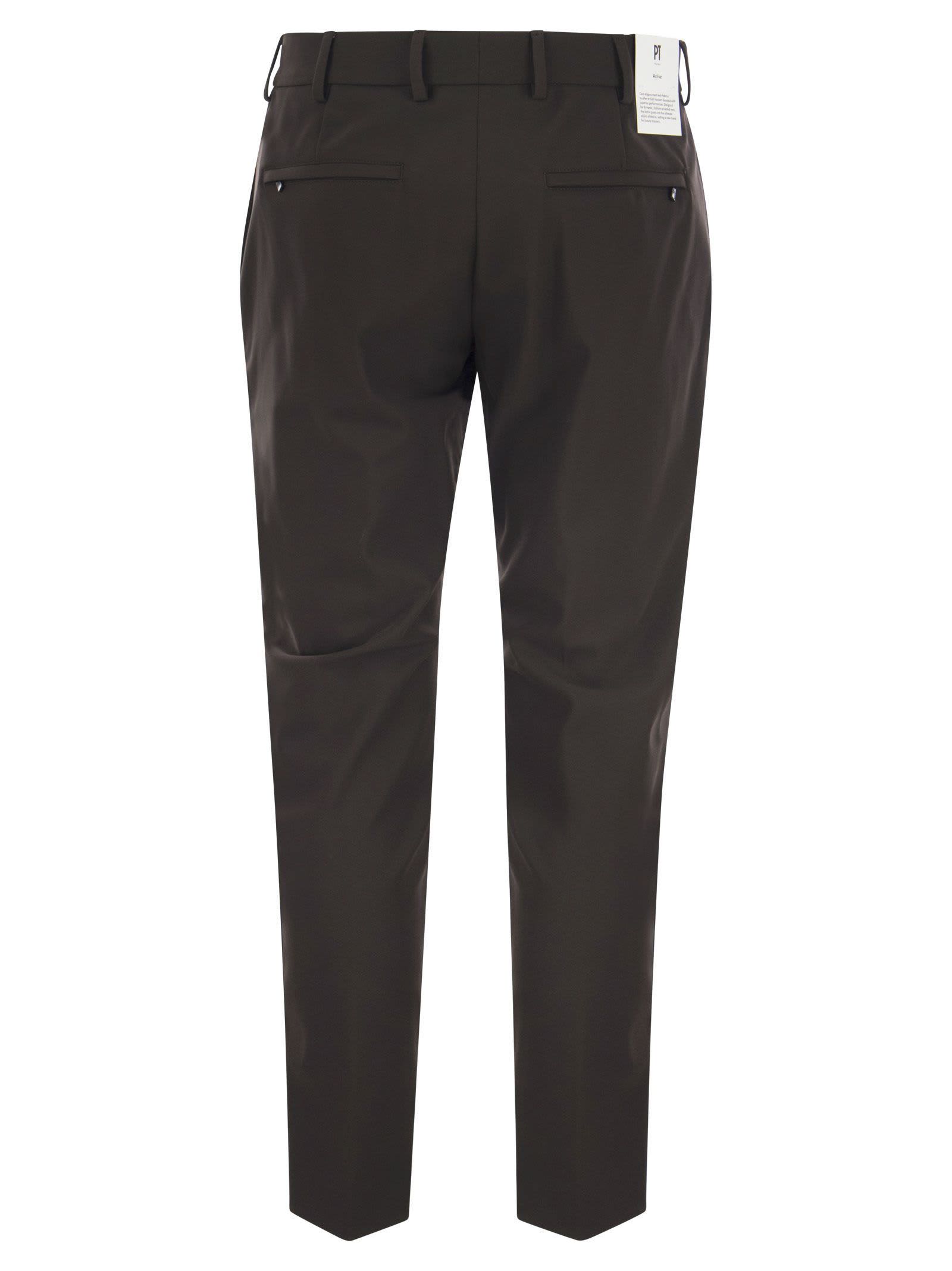 Shop Pt01 Epsilon Trousers In Technical Fabric In Brown