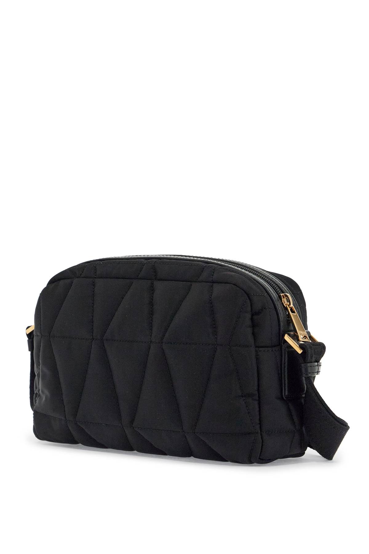 Versace Quilted Nylon Camera Bag With In Black- Gold (black)