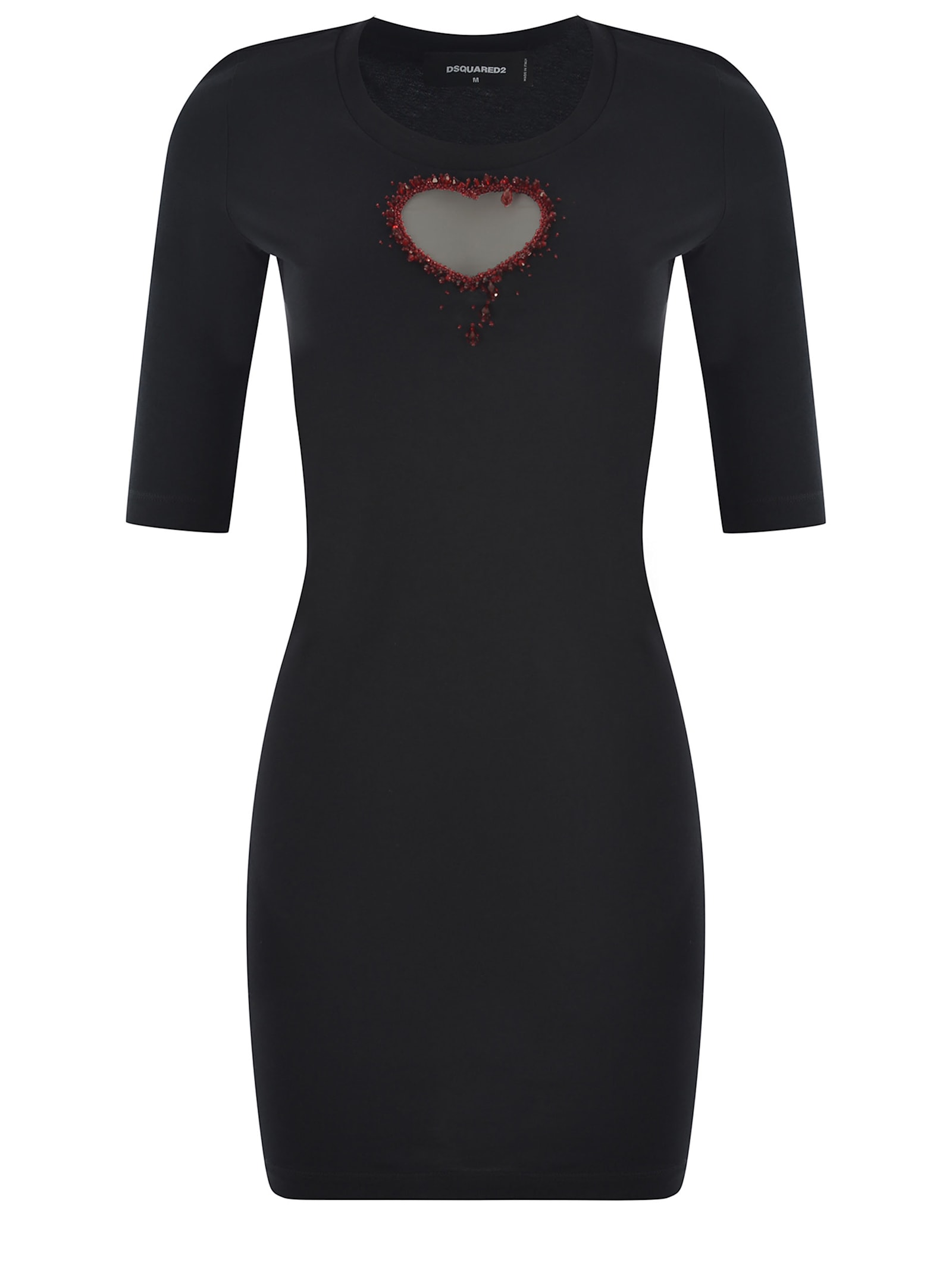 Shop Dsquared2 Dress  Heart Made Of Cotton Jersey In Black