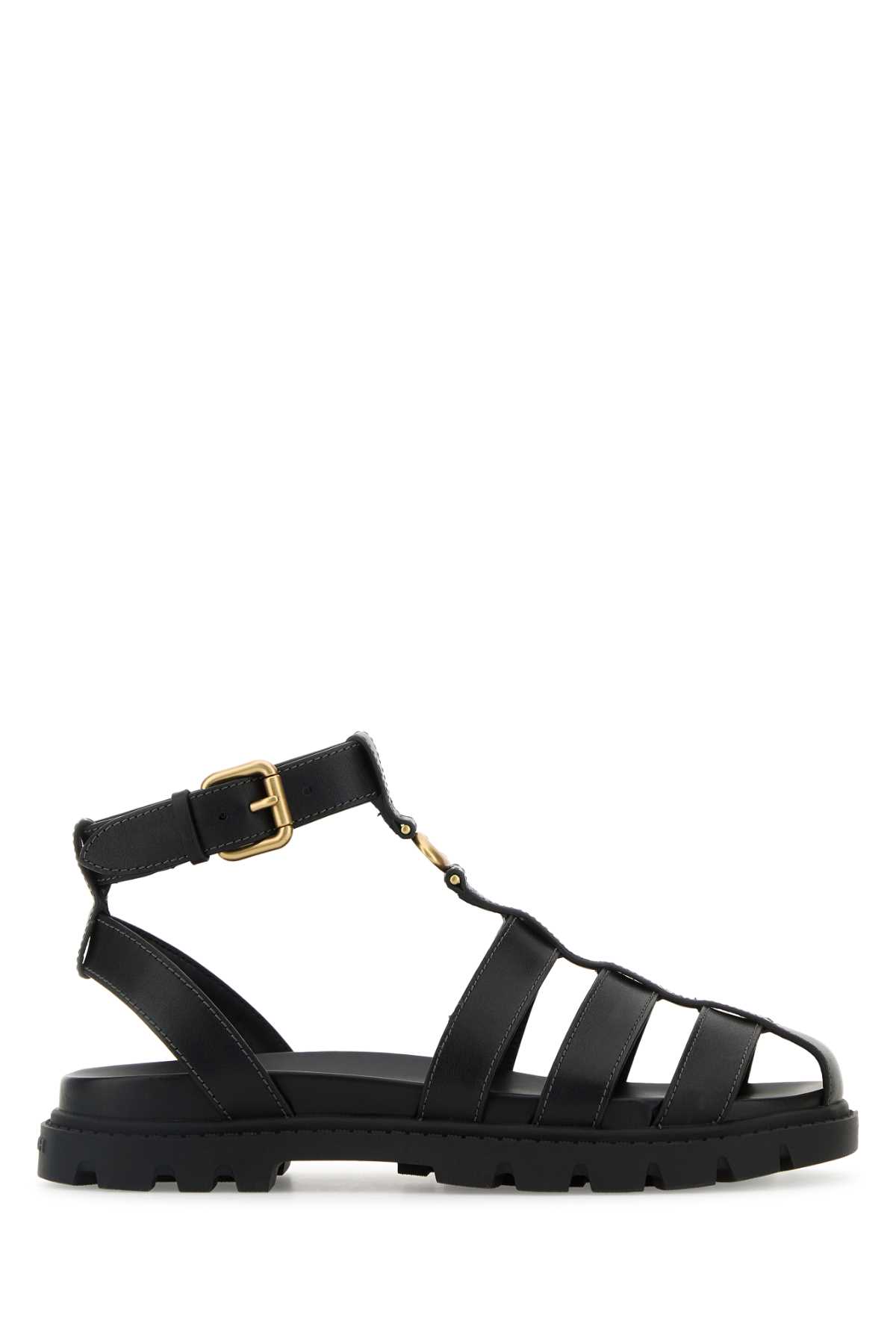 COACH BLACK LEATHER FISHERMAN SANDALS