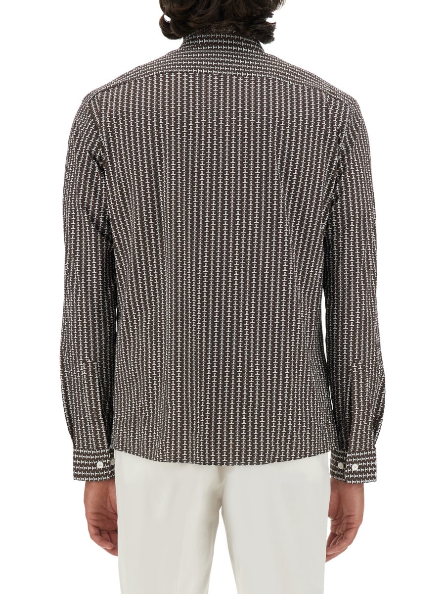 Hugo Boss Boss Micro Check Pattern Shirt In Brown