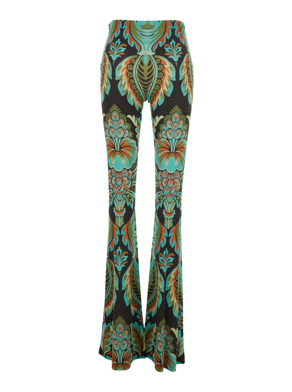 Etro Multicolor Trousers With All-over Paisley Print In Viscose Blend Woman In Green