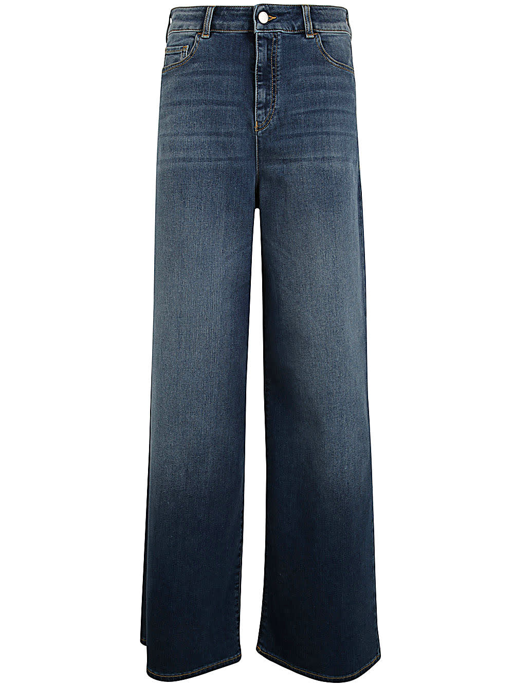 Shop Emporio Armani Wide Leg Jeans In Medium Denim Blue