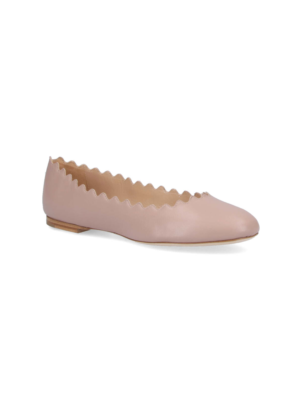 Chloé Chloe Lauren Scalloped Leather Ballerina Flat In Pink