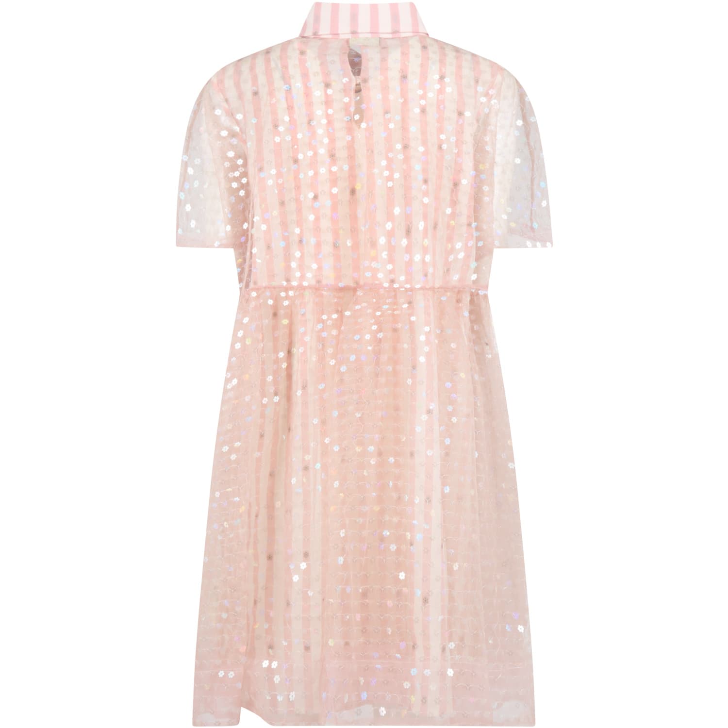 Shop Fendi Pink Dress For Girl With Logo And Sequins