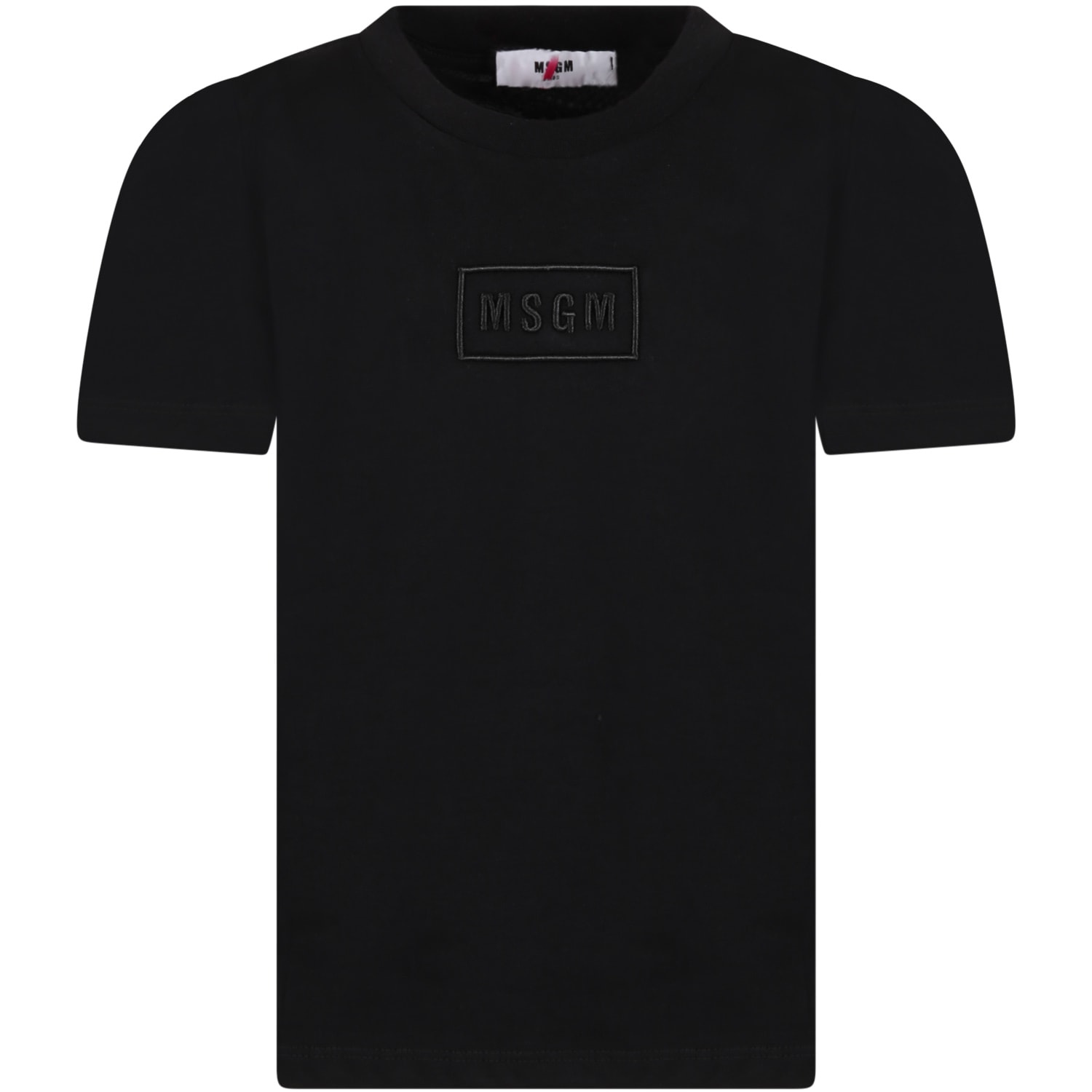 MSGM Black T-shirt For Girl With Black Logo