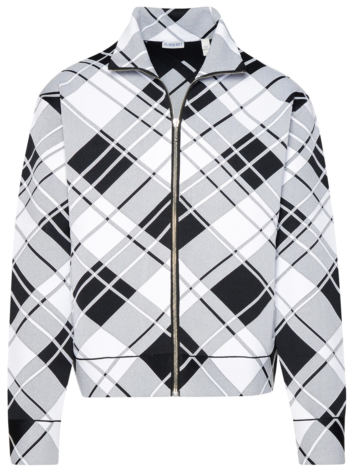 Shop Burberry Turtleneck Sweater In Black Viscose Blend In Black/white