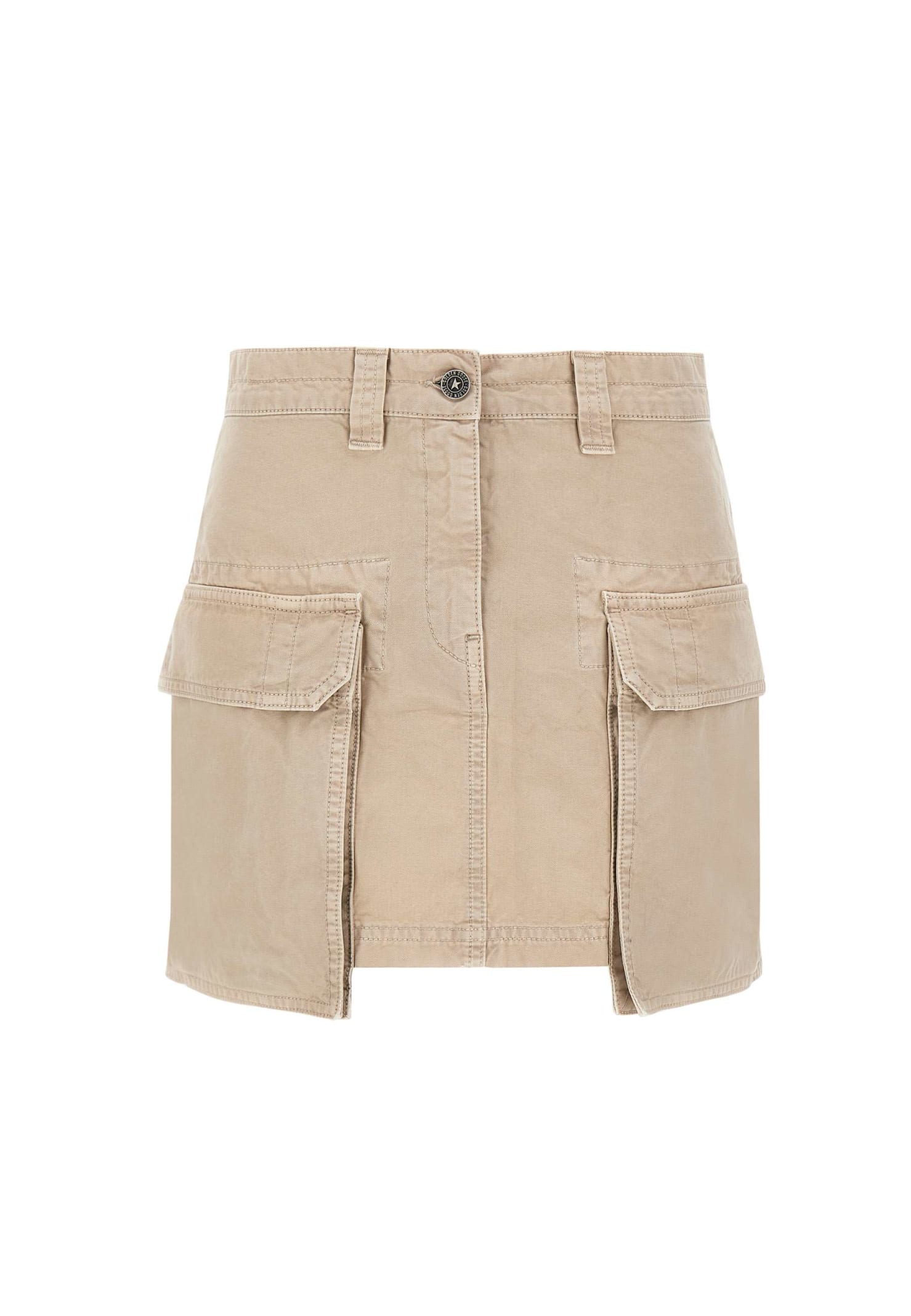 Golden Goose Worker Cotton Mini Skirt In Beige