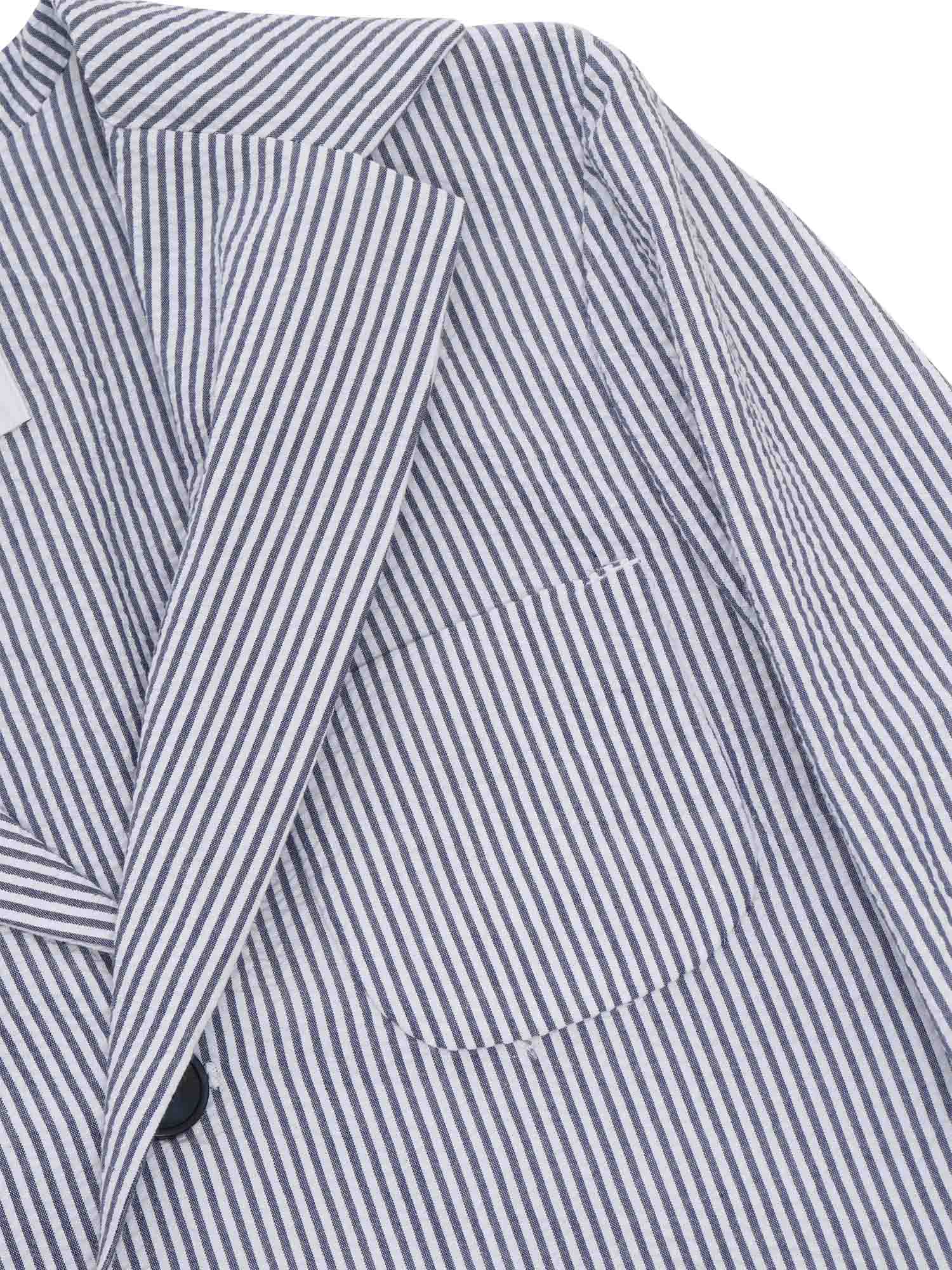 Shop Il Gufo Striped Patterned Single-breasted Blazer In Blue