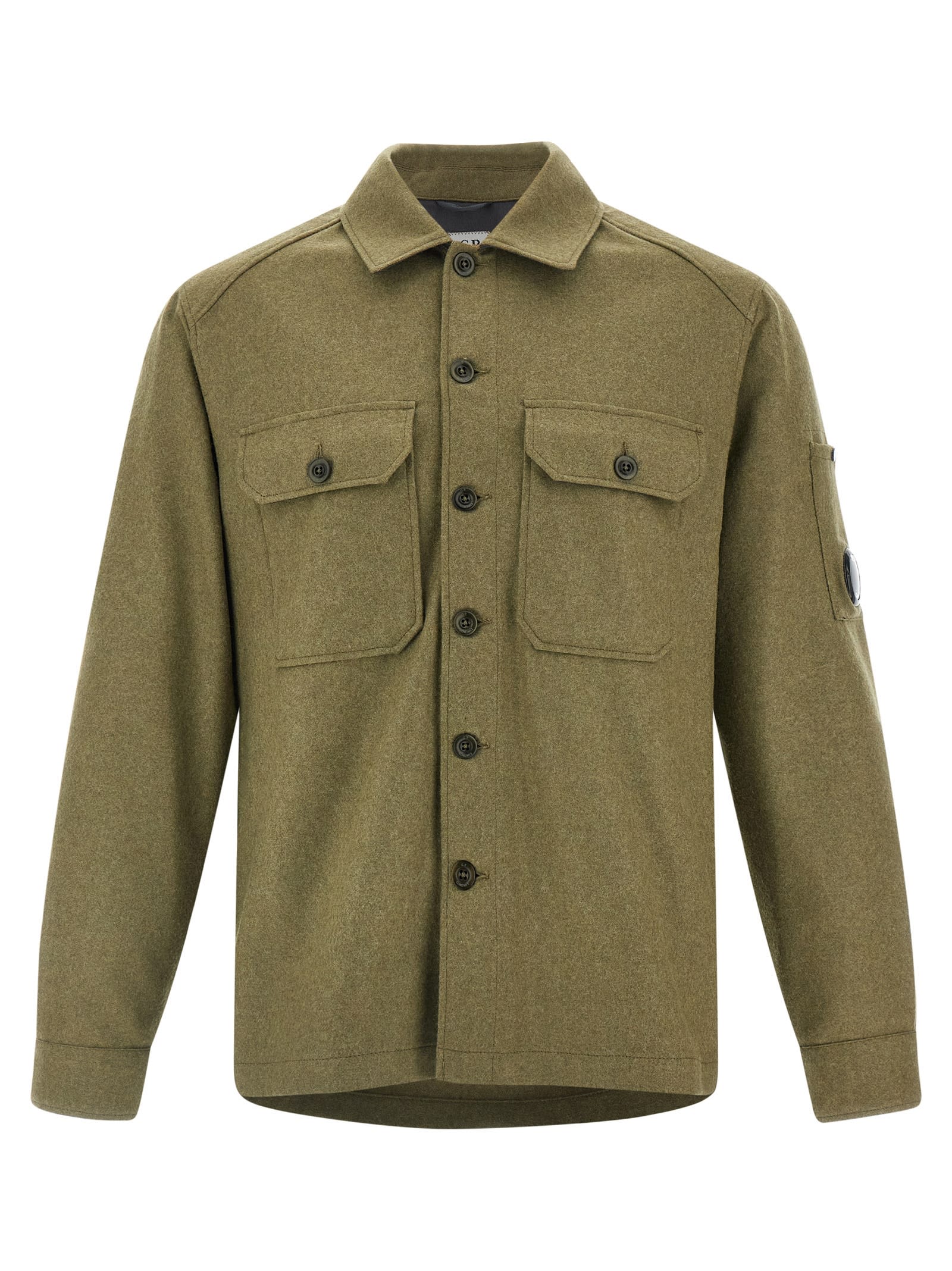 C.p. Company Wool Overshirt Shirt And Blouse Multicolor In Green