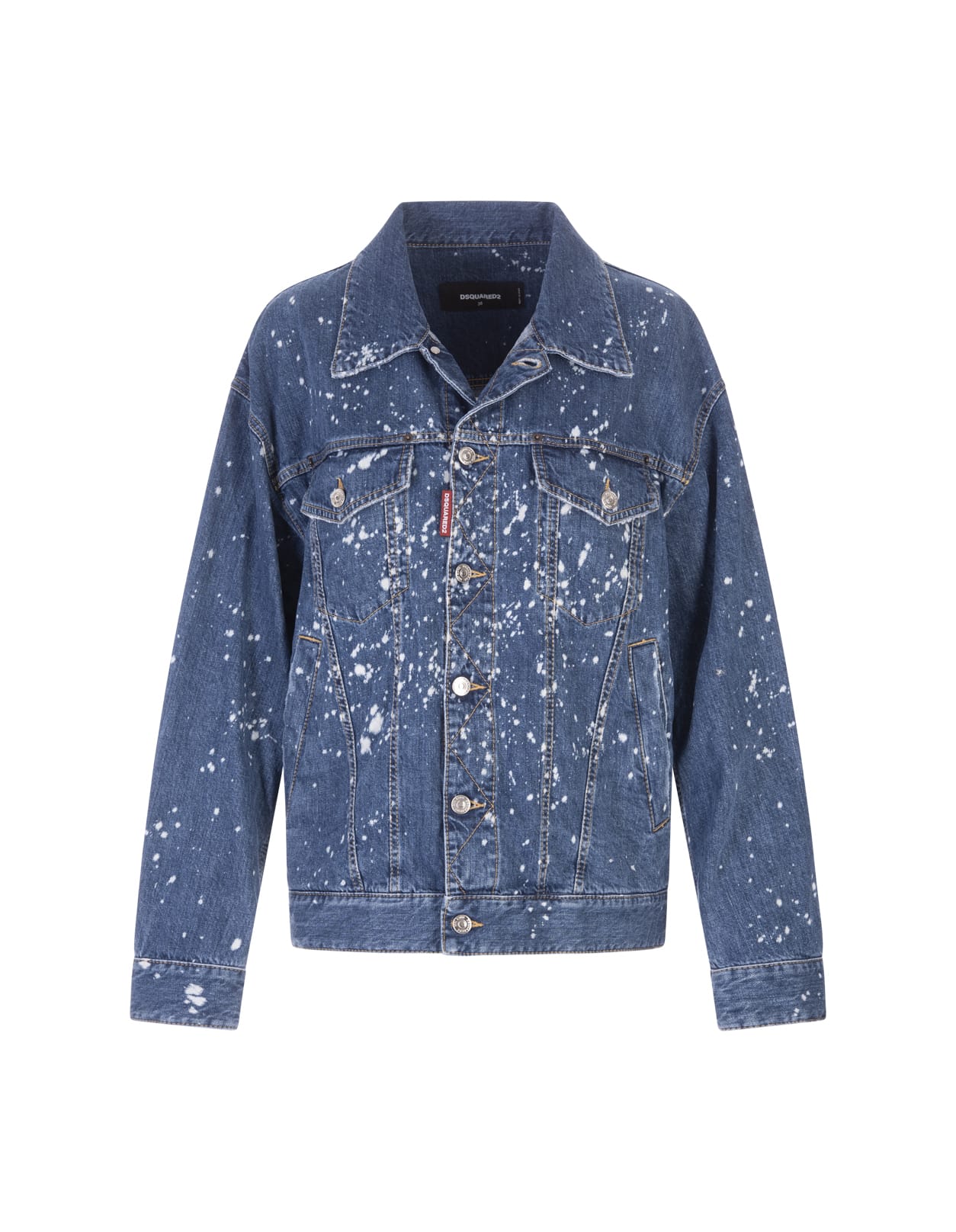 Blue Denim Jacket With Colour Stains