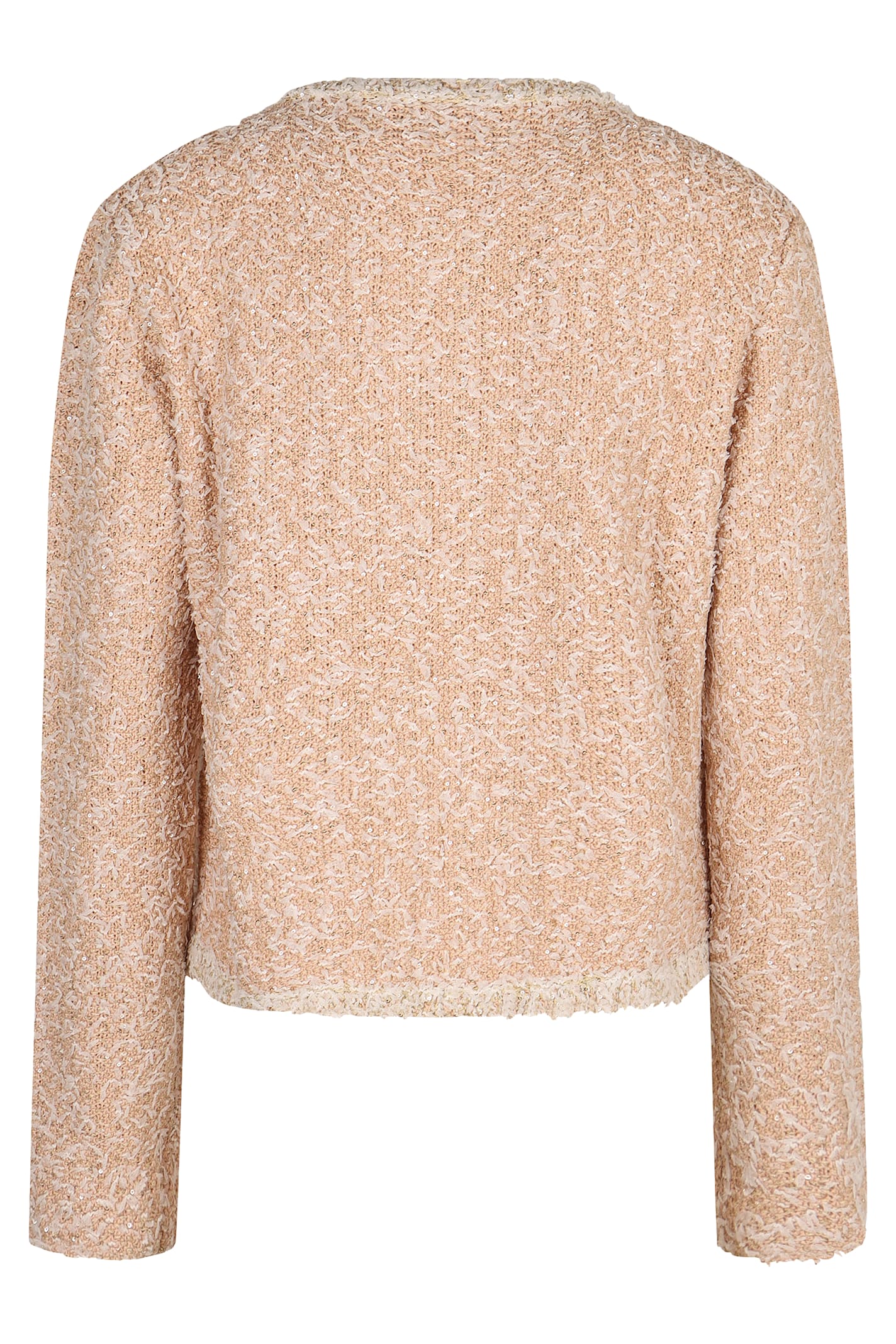 Shop Fabiana Filippi Boucle Knit Coat In Pink