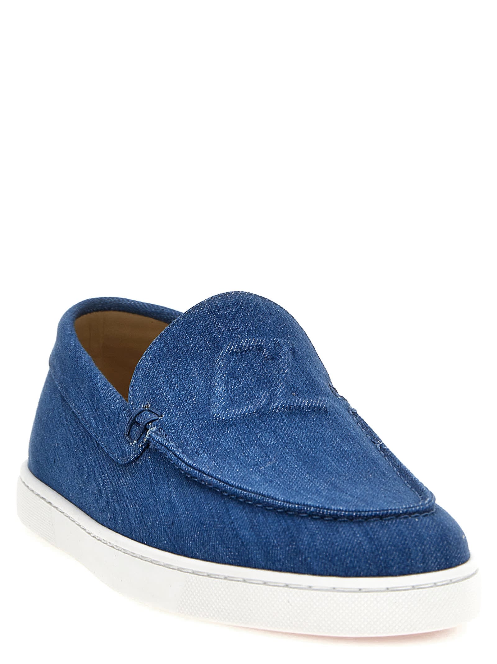 Shop Christian Louboutin Varsiboat Loafers In Light Blue