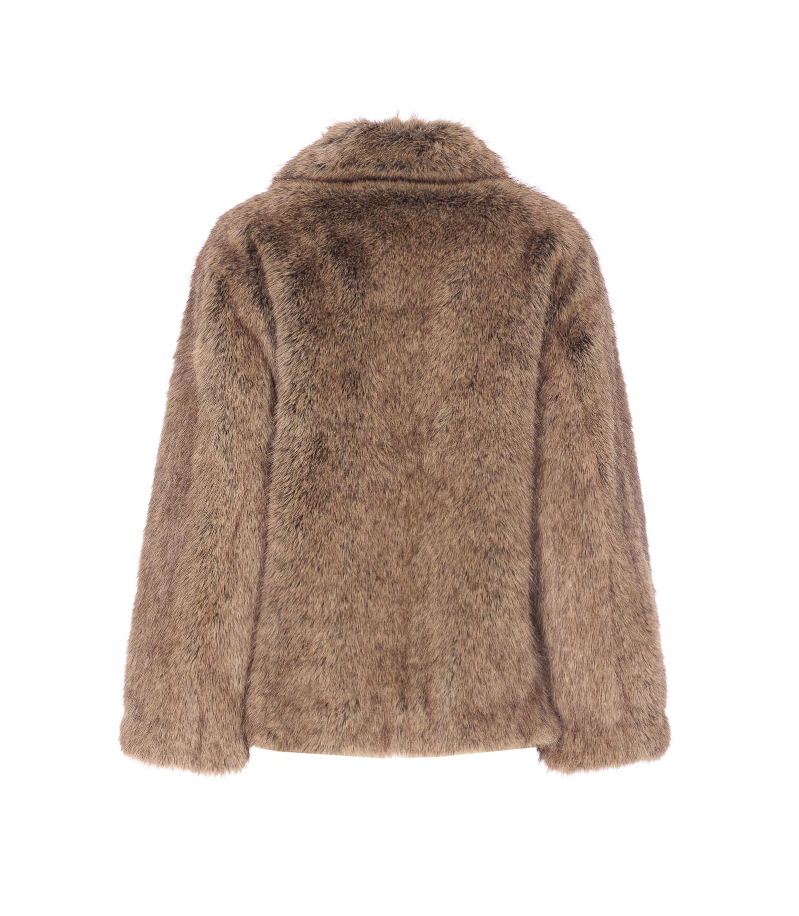 Liu •jo Faux Fur Jacket In Brown