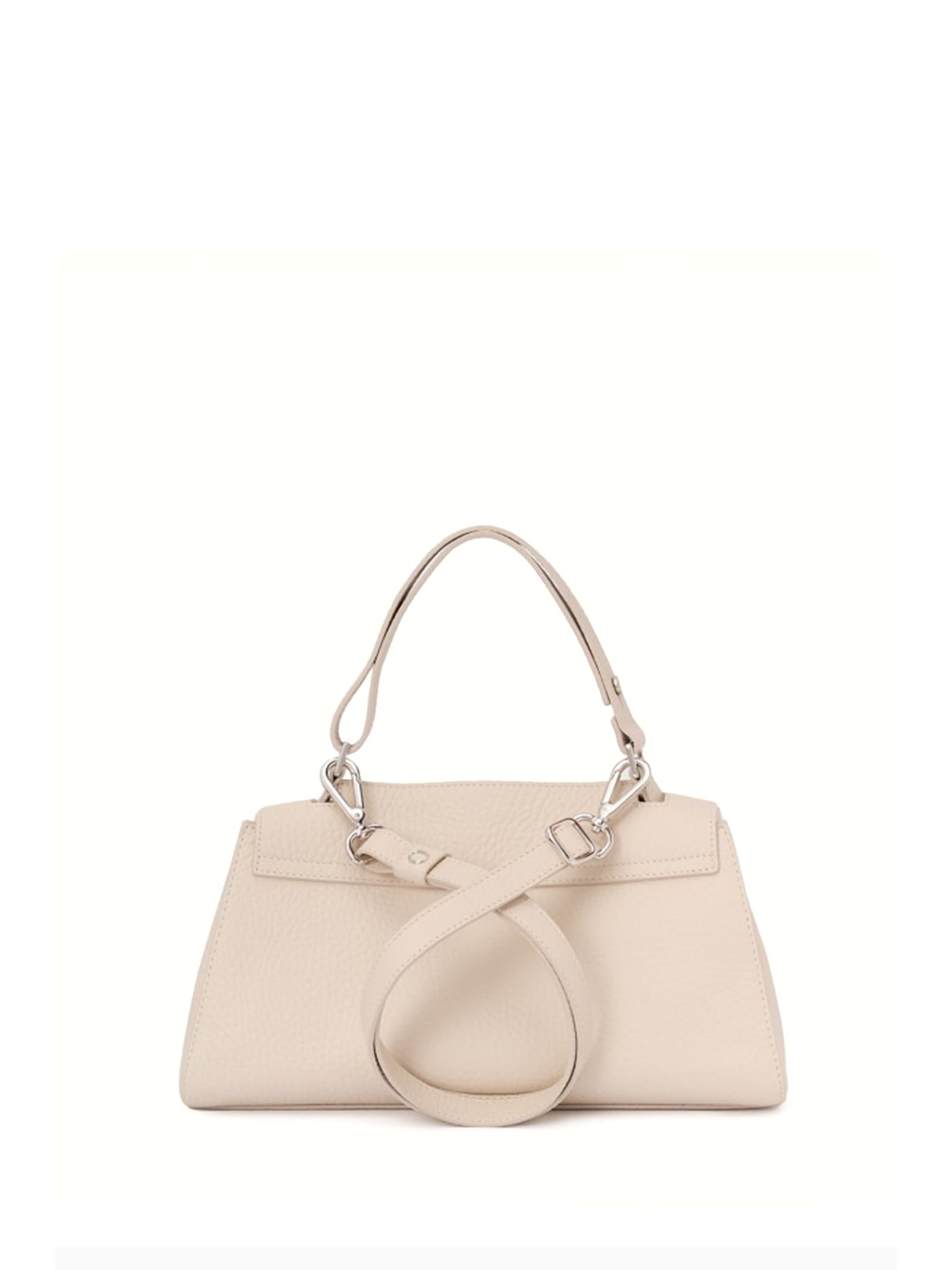 Shop Orciani Sveva Longuette Soft Leather Bag With Shoulder Strap In Avorio