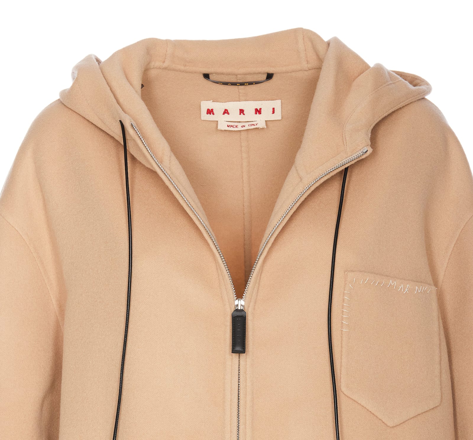 Shop Marni Parka In Cashmere Wool With  Topper In Beige