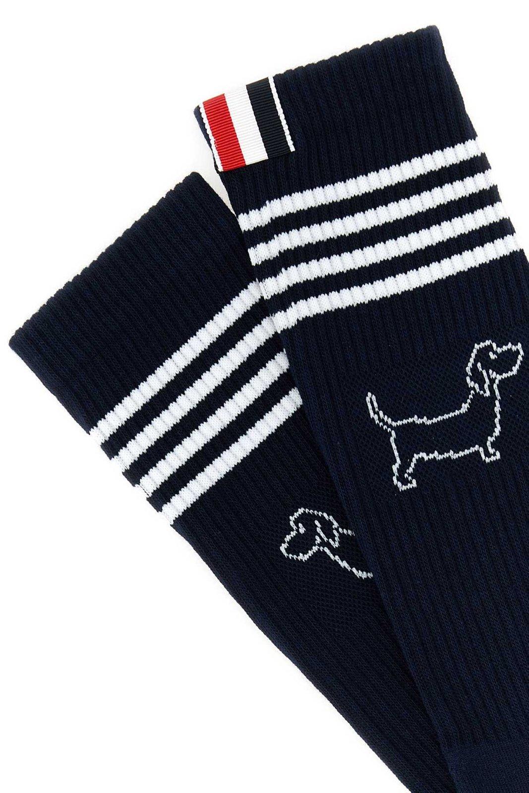 Shop Thom Browne Hector Athletic Ribbed Socks In Navy