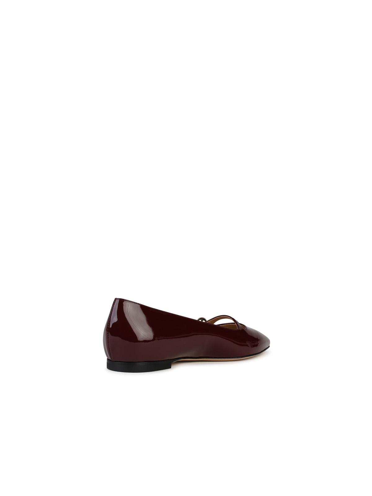 Shop Casadei Cleo Burgundy Shiny Leather Ballet Flats In Bordeaux