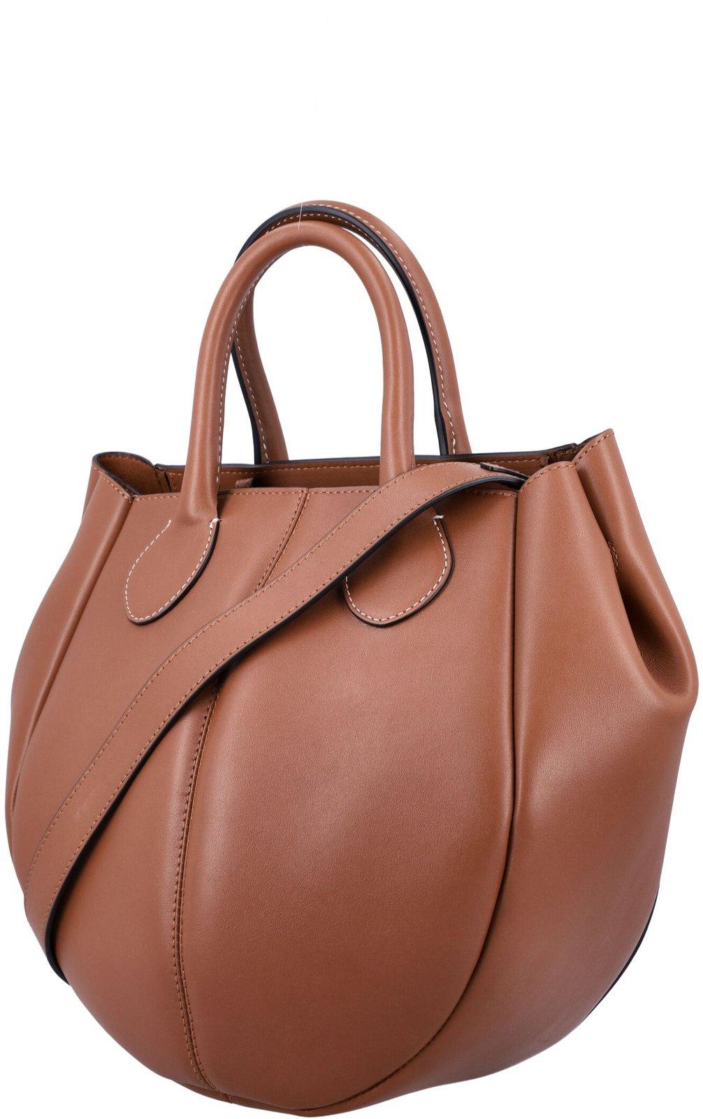 Shop Jw Anderson Small Punch Top Handle Bag In Brown