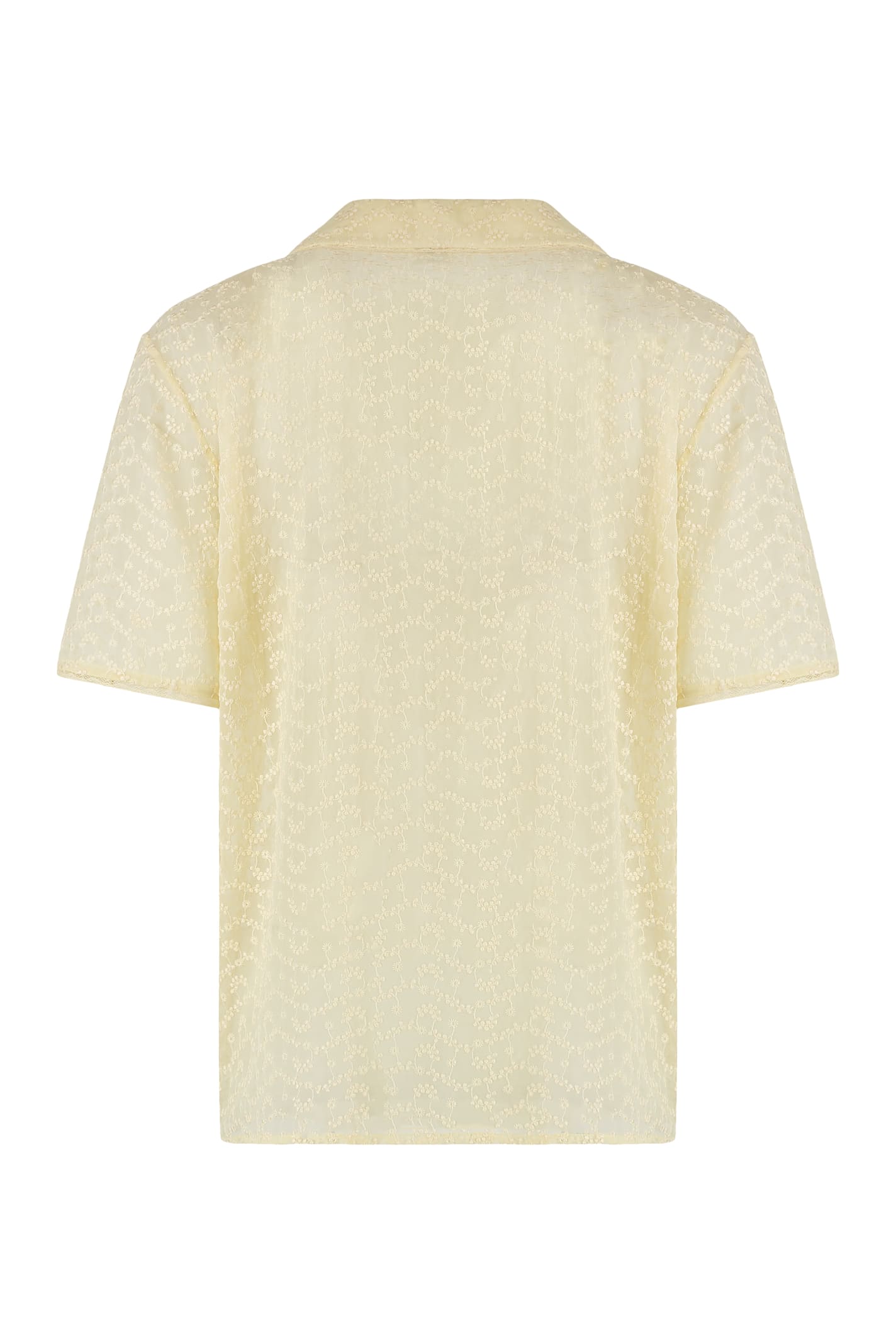 Saint Laurent Embroidered Muslin Pajama Set In Yellow