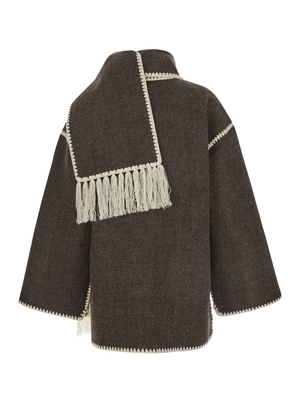 Totême Embroidered Scarf Jacket In Brown