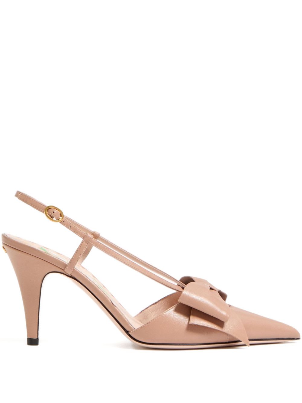 Valentino 'bowow' Slingback With Pointed Toe And Stiletto Heel In White