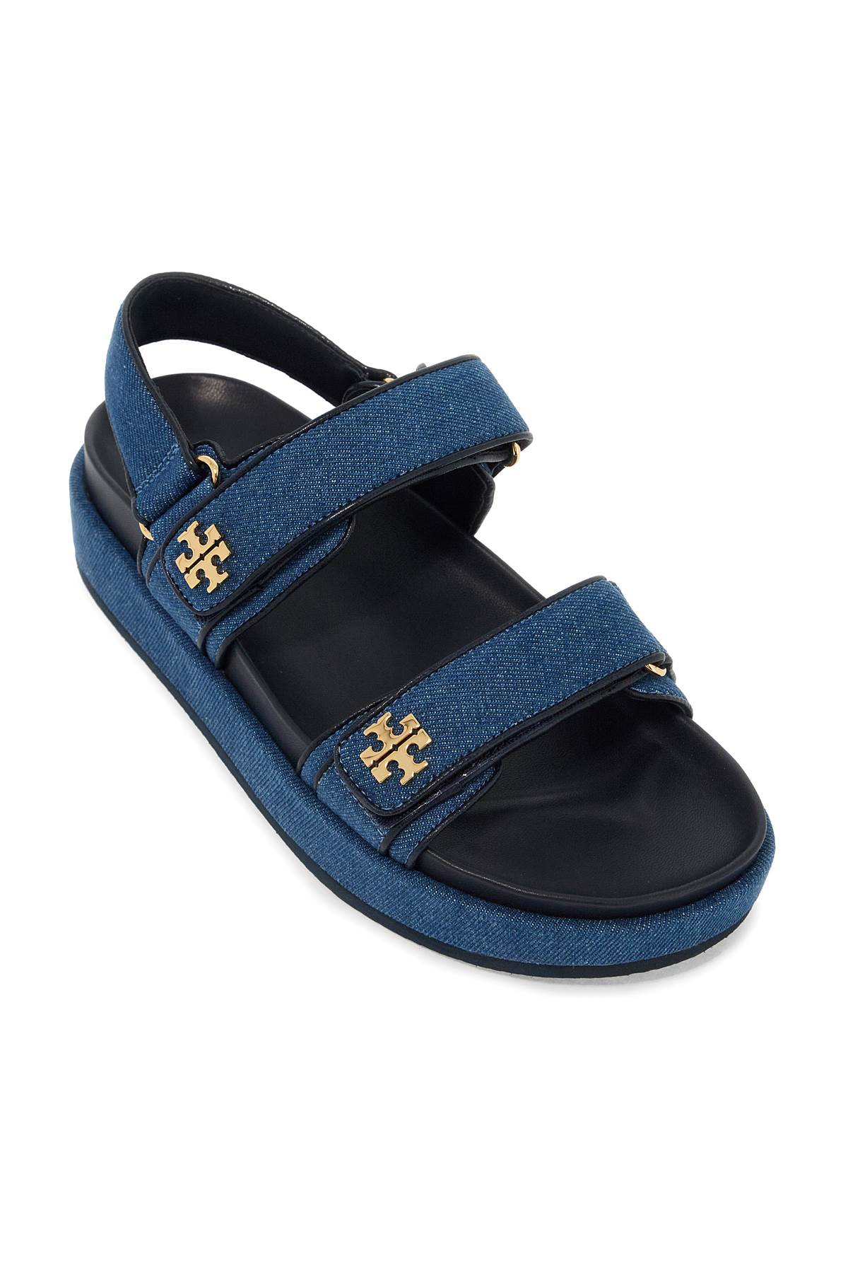 Shop Tory Burch Denim Kira Sandals For In Dark Denim / New Navy (blue)