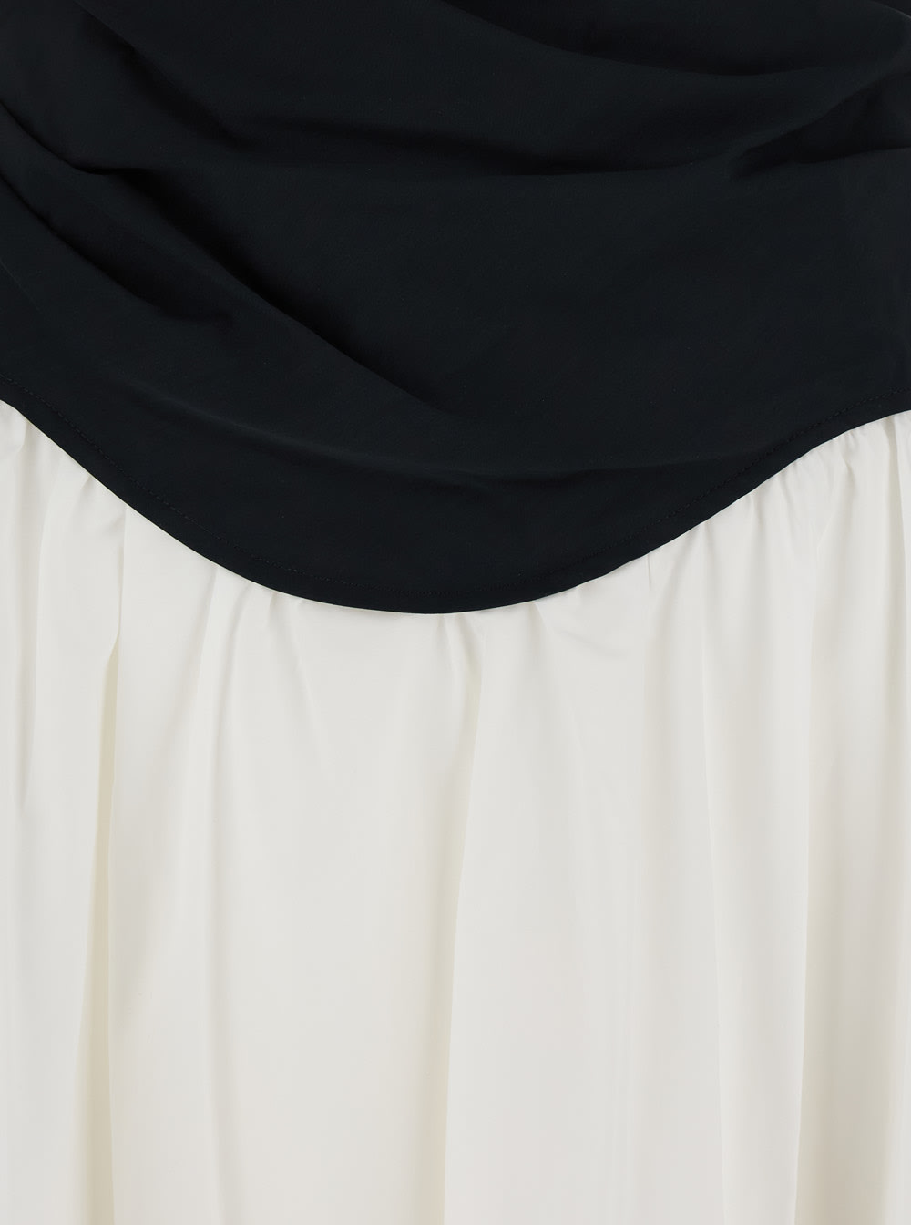 Shop Simkhai Cersei Black And White Off-shoulder Midi Dress With Flared Skirt In Cotton Blend Woman