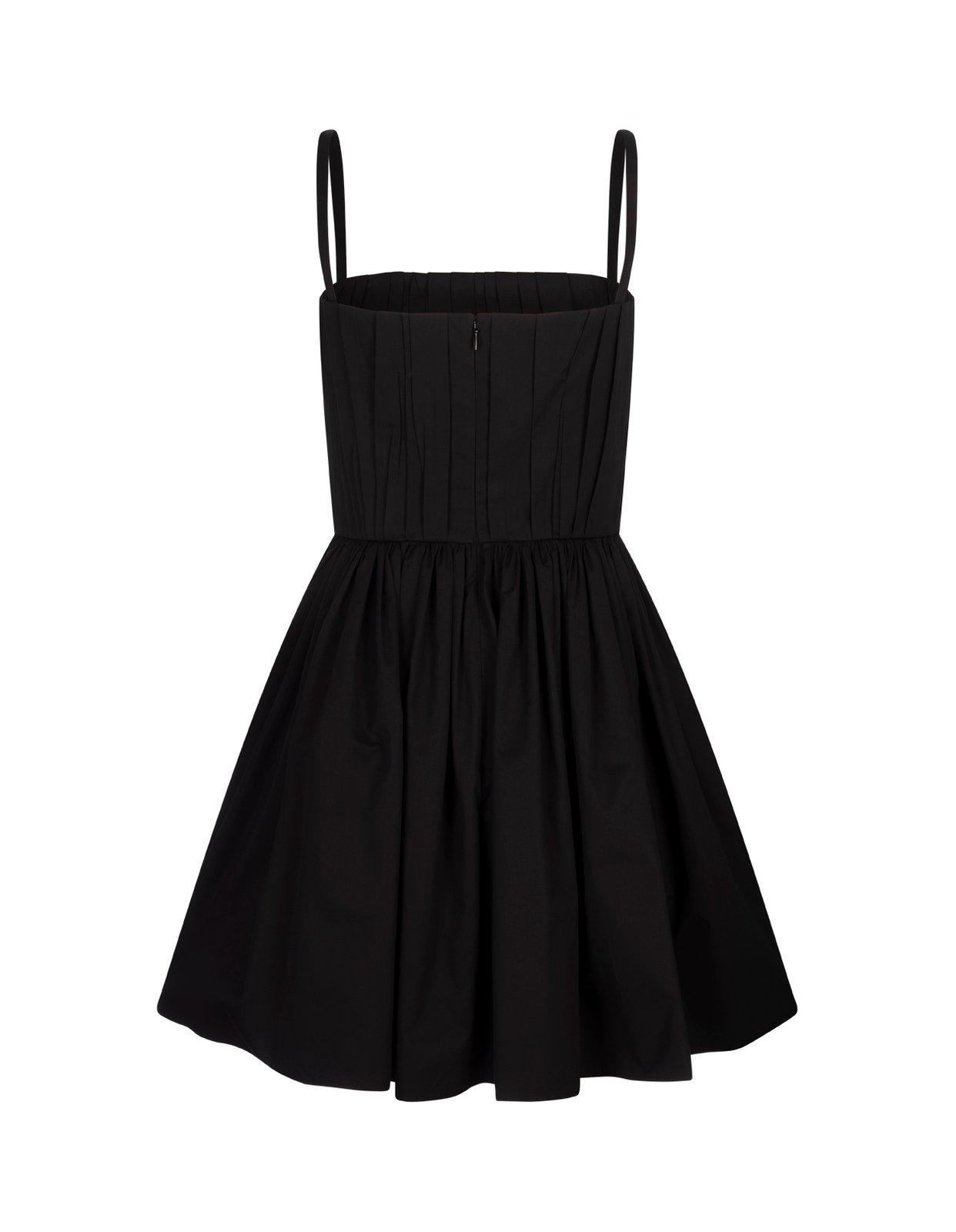 Shop Alexander Mcqueen Gathered Sleeveless Mini Dress In Nero