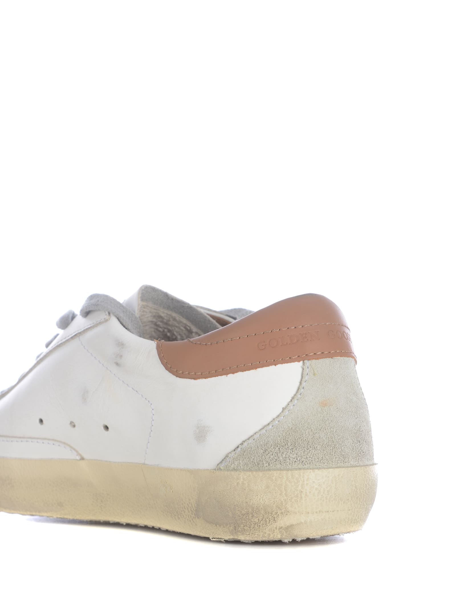 Shop Golden Goose Sneakers Golden Gooose Super Star Made Of Leather In Bianco