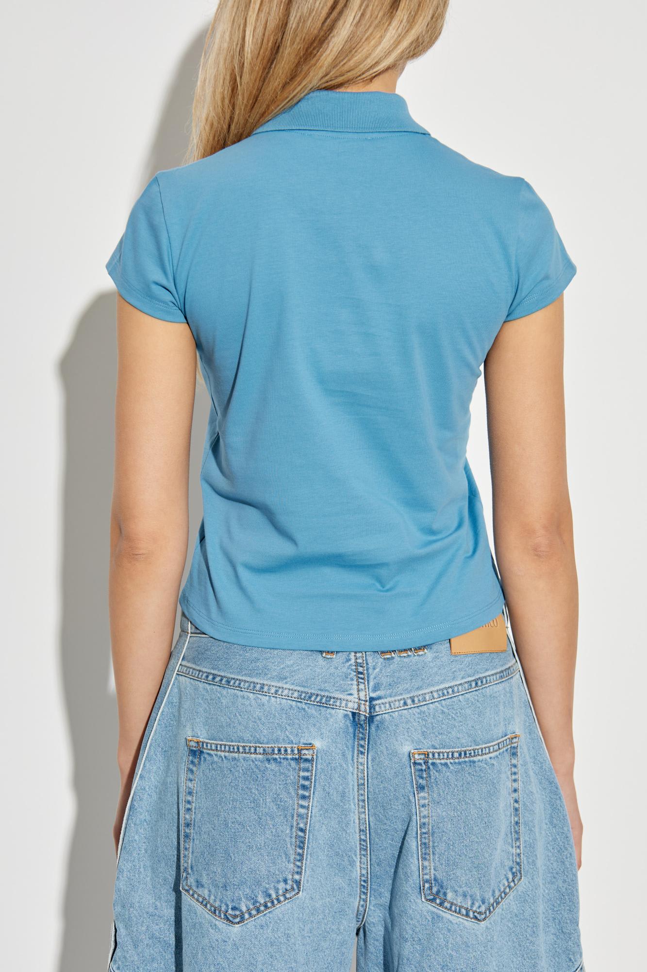 Attico Collared Polo Shirt Short Sleeves In Blue