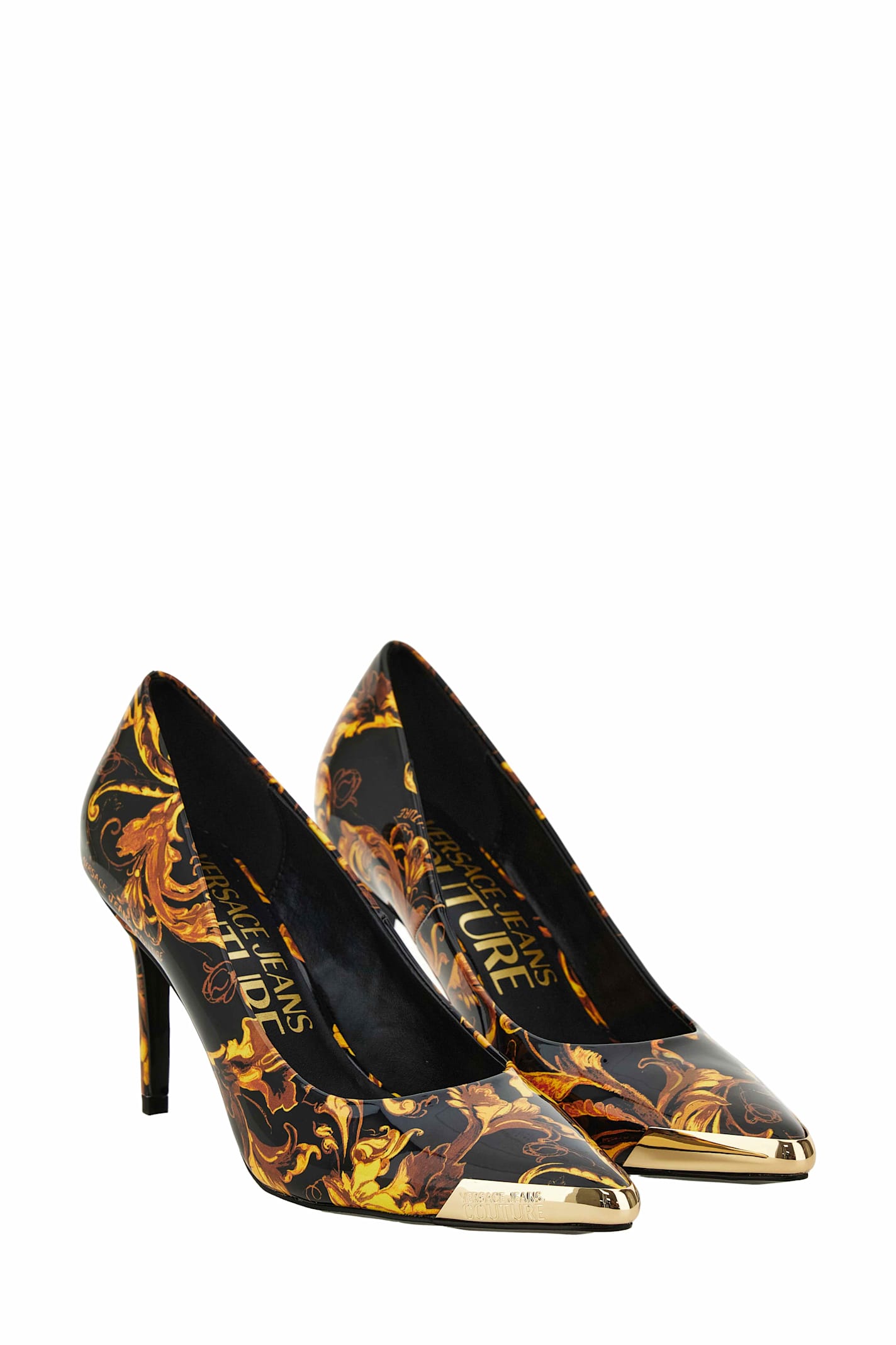 Versace Jeans Couture Baroque-print Stiletto Pumps In Multi