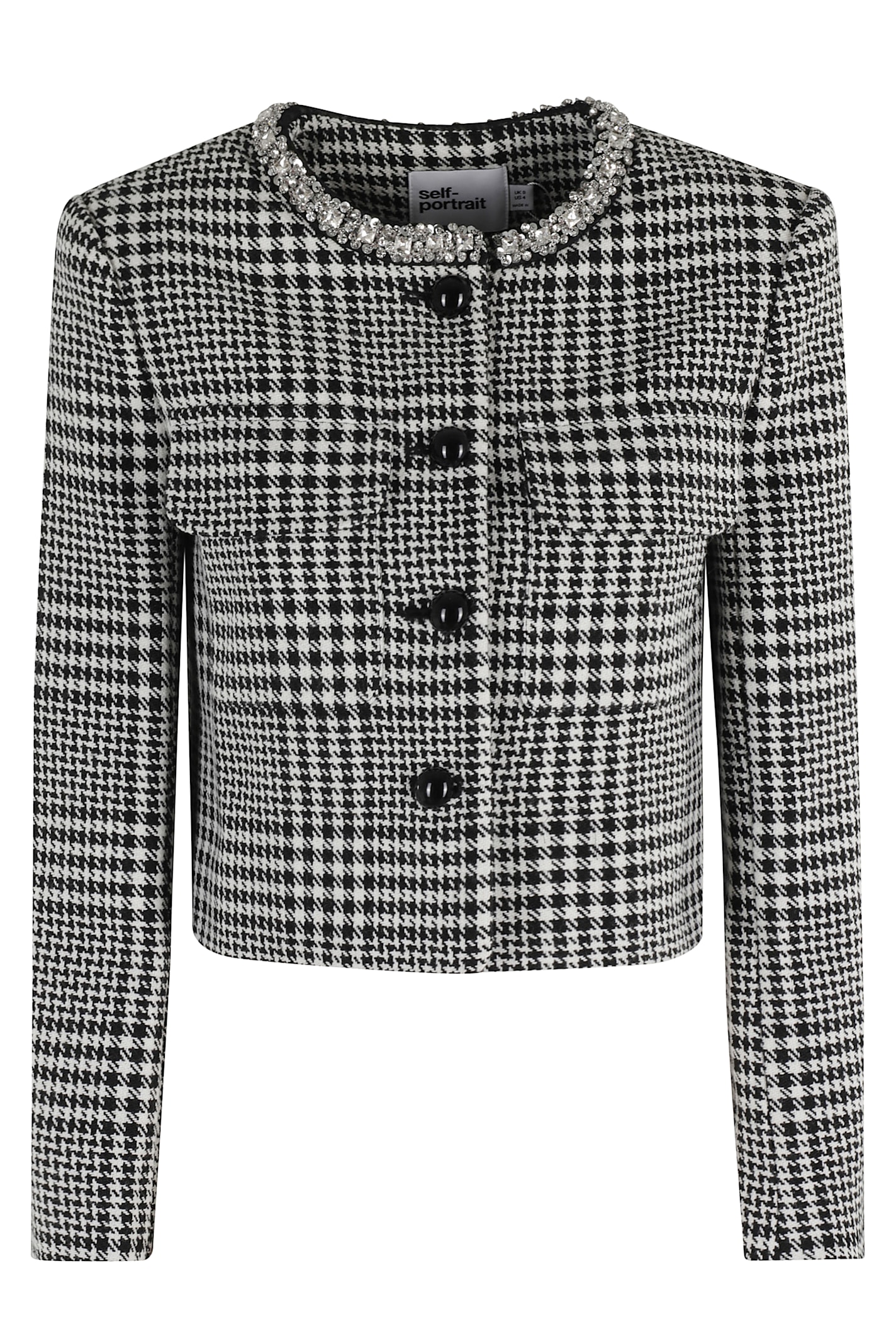 Houndstooth Crystal Trim Jacket