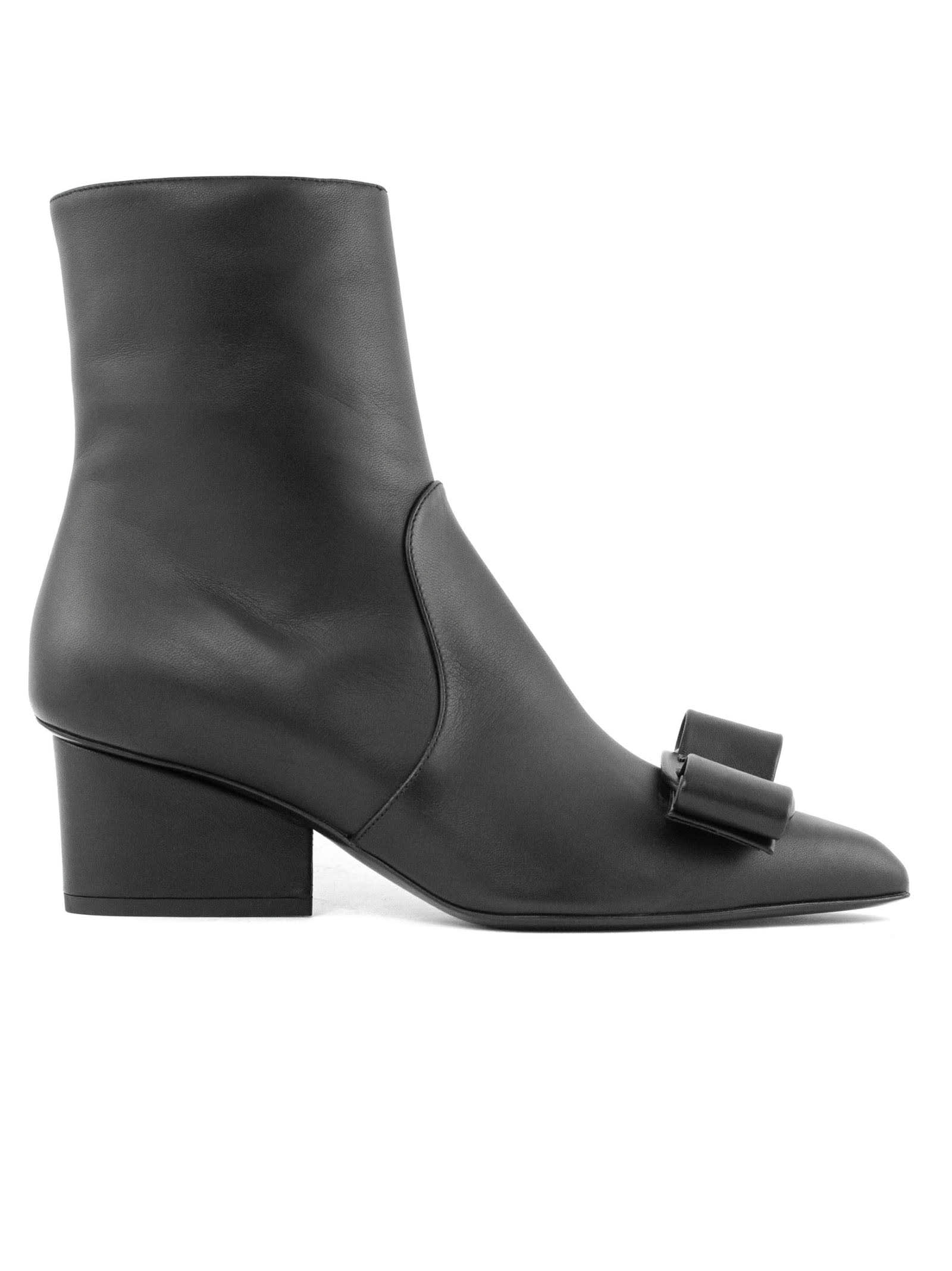 Salvatore Ferragamo Black Nappa Leather Ankle Boots
