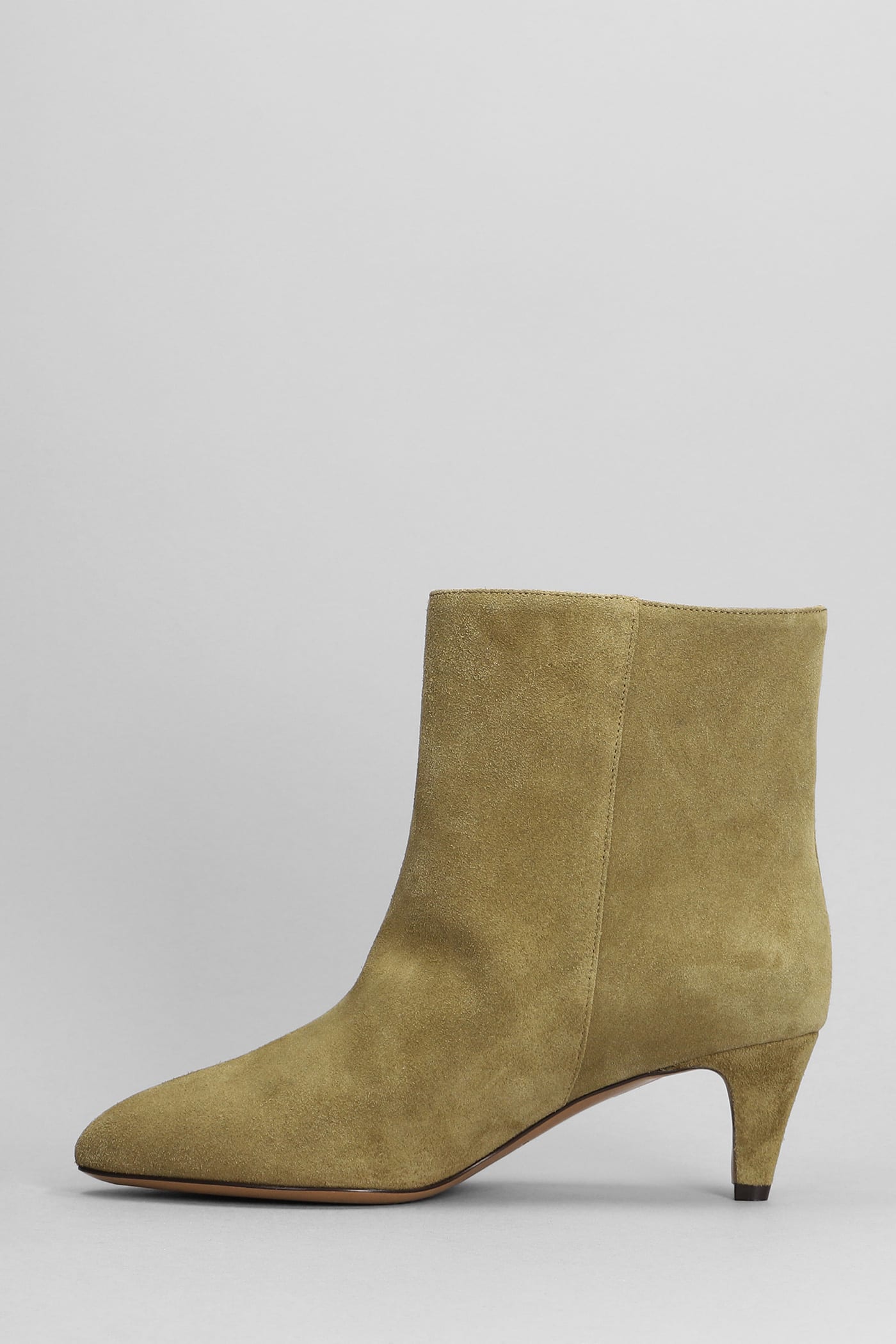 Shop Isabel Marant Daxi Low Heels Ankle Boots In Taupe Suede